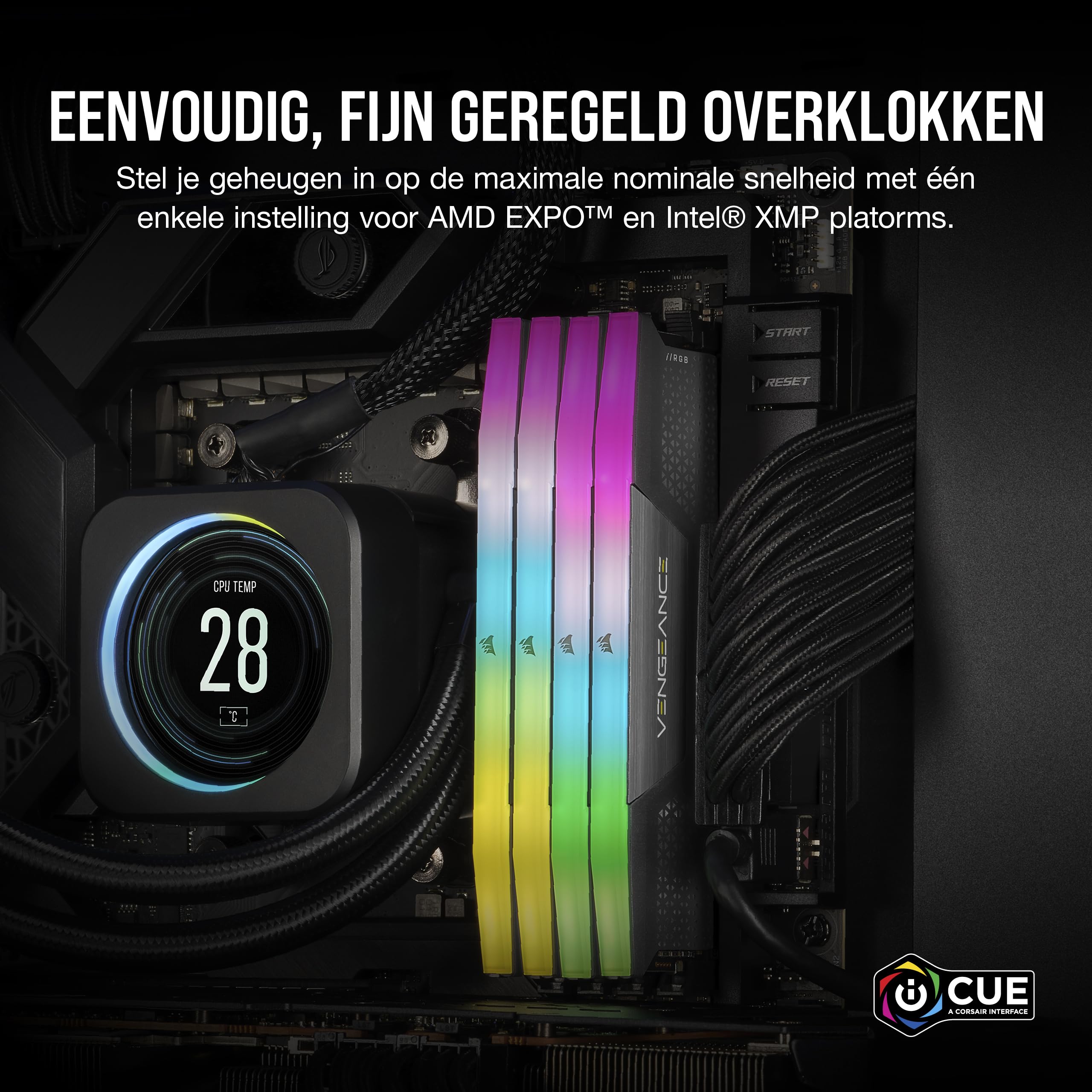 CORSAIR VENGEANCE RGB DDR5 RAM 96GB (2x48GB) 6000MHz CL30-36-36-76