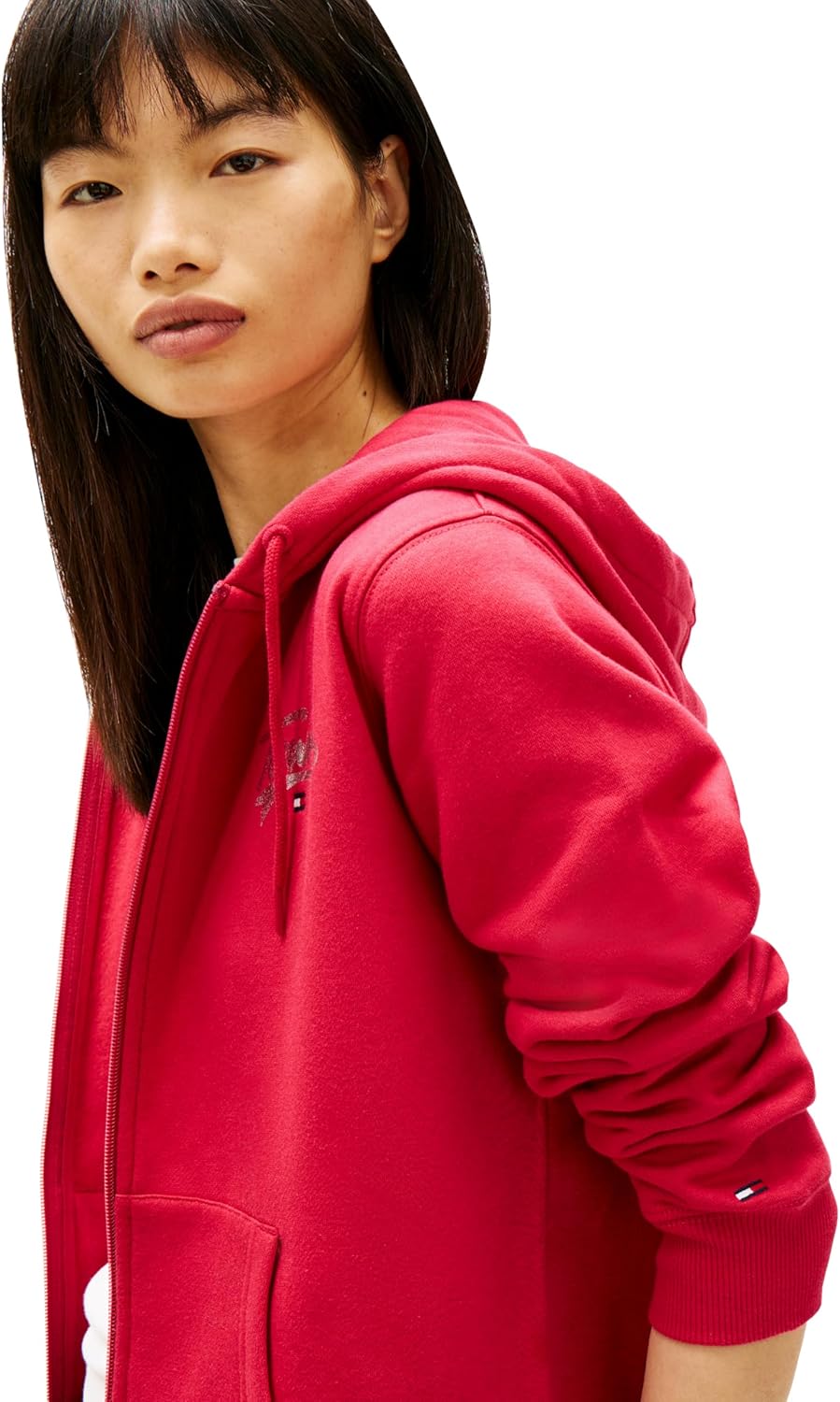 Tommy Jeans womens Medium Weight Zip Up Hoodie With Printed Logo and Drawstring - Image 2