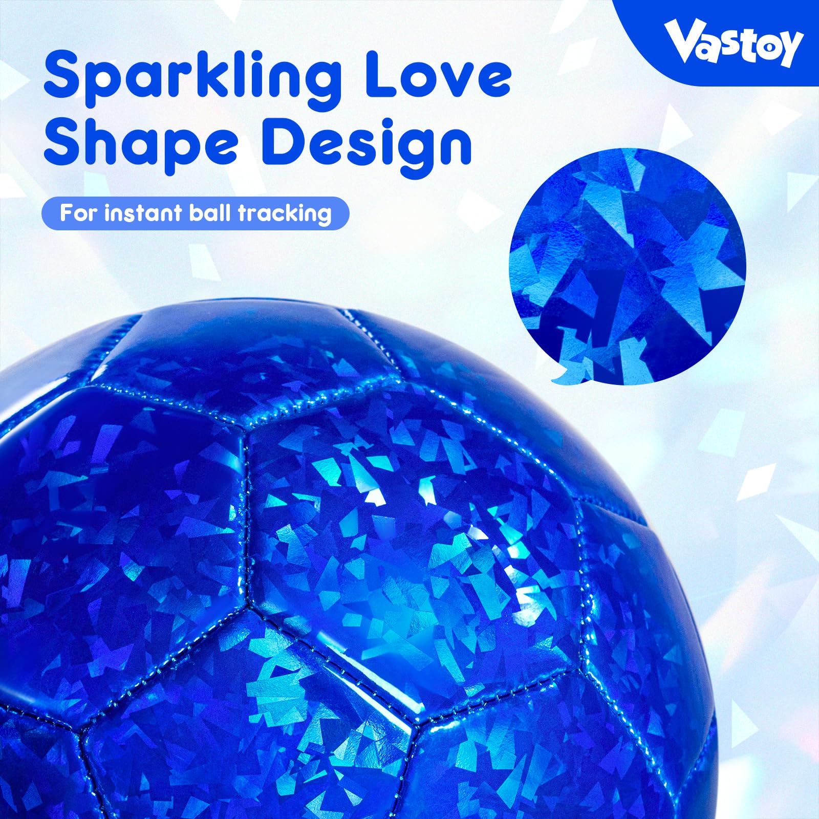 Vastoy Glittery Size 3 Kids Football for Age 3 4 5 6 7 8, 7 Inch Toddlers Football with Love Laser Pattern - Image 4