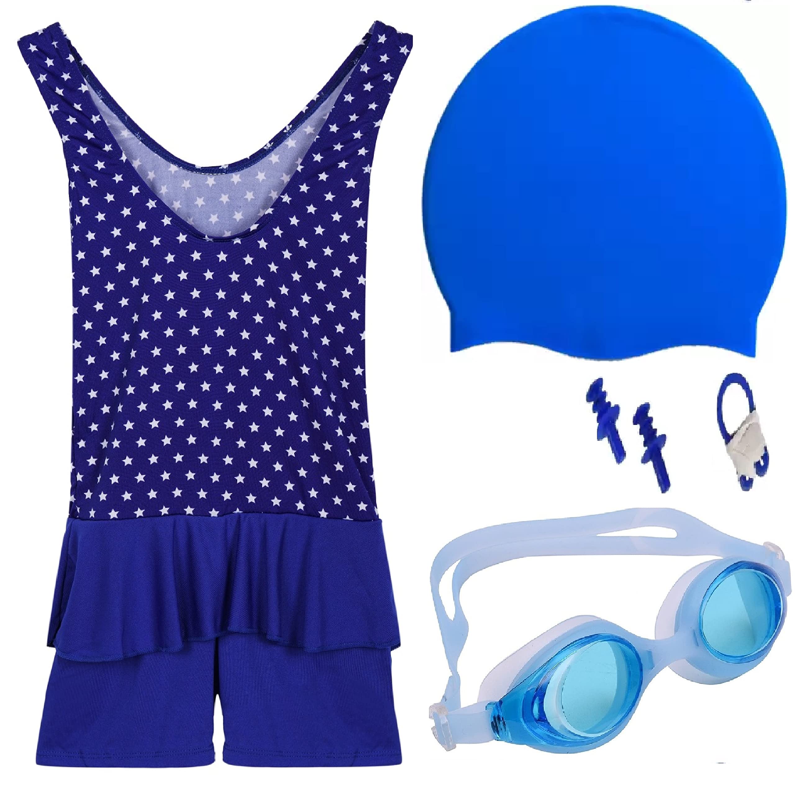 THE MORNING PLAY Girls Swimming Costume Kit with Goggle Cap Ear Plug and Nose Plug Kit (6-7 Years, Multi-Color) (B0BZLS7RKW) Amazon Price History, Amazon Price Tracker