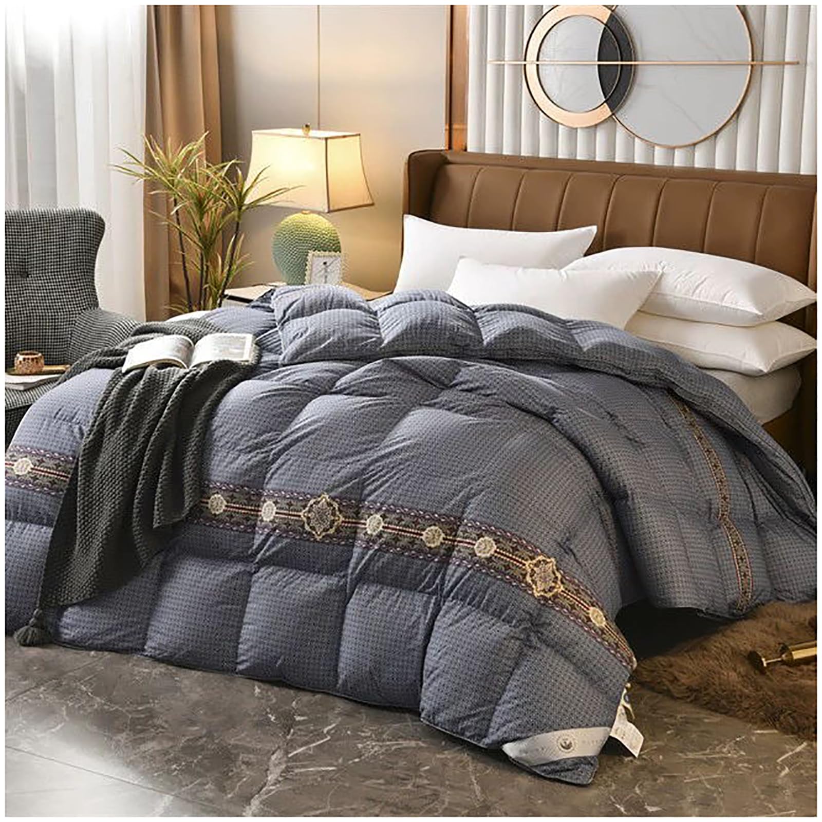 Couette adulte hiver 220x240cm en velours thermique et duvet d'oie moelleux