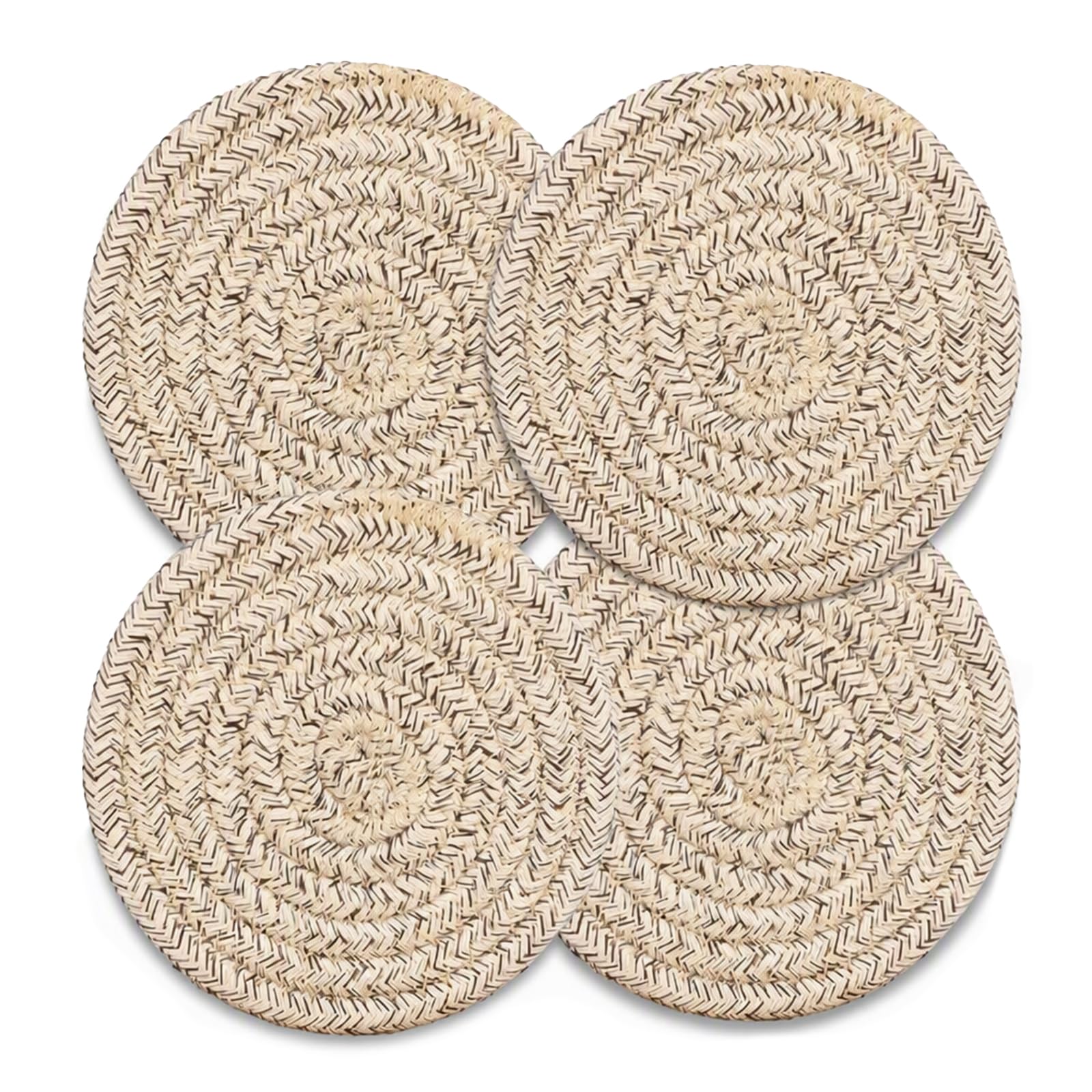 Trivets for Hot Dishes, Hot Pads for Kitchen, 7'' Trivets for Hot Pots and Pans, Pot Holders for Kitchen, Pot Holders Heat Resistant 4-Pcs, Kitchen Essentials for New Home (Mixed Brown)