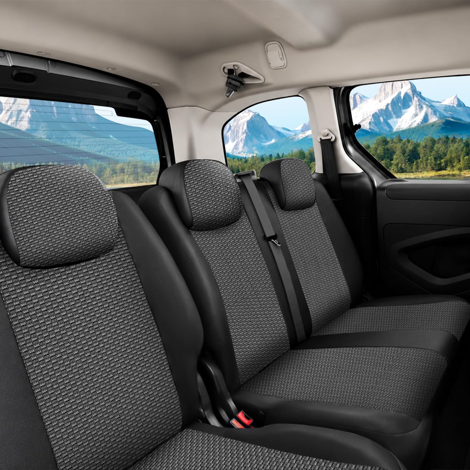 ZWPARTS Housse de Siège Personnalisé pour Citroën Berlingo 2019-2026 (5 Places), Housse de Siège Auto Imperméable, Protecteur de Siège Noir, Set Complet