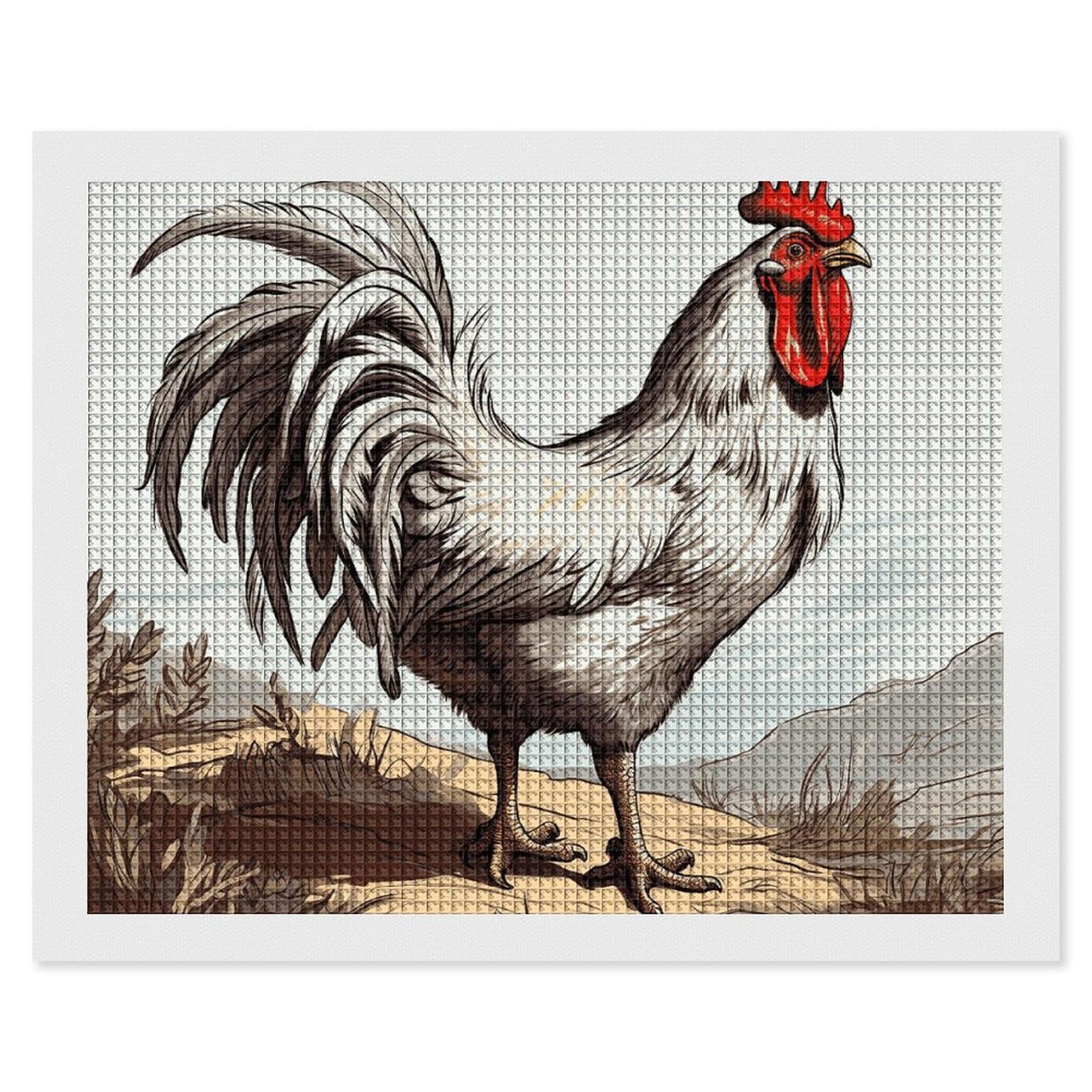 Chicken Sketch Diamond Art Kits for Adults, DIY 5D Diamonds Painting Kits for Beginner, Round Full Drill Diamond Dots Painting, 16"x20" Diamonds Pictures Gem Art and Crafts Wall Decor