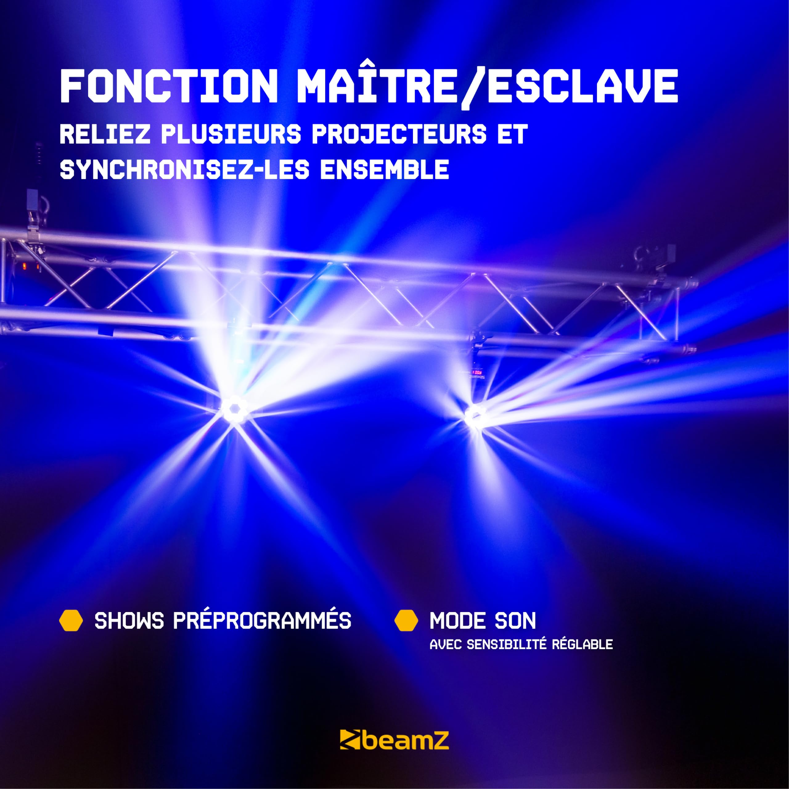 Beamz Panther 80 Lyre LED - 6x LED 12 Watts RGBW CREE, Mode DMX ou Stand Alone, Gestion Audio ou Auto, Fonction Maitre/Esclave, Shows Préprogrammés, Idéal DJ, Concert, Boite de Nuit