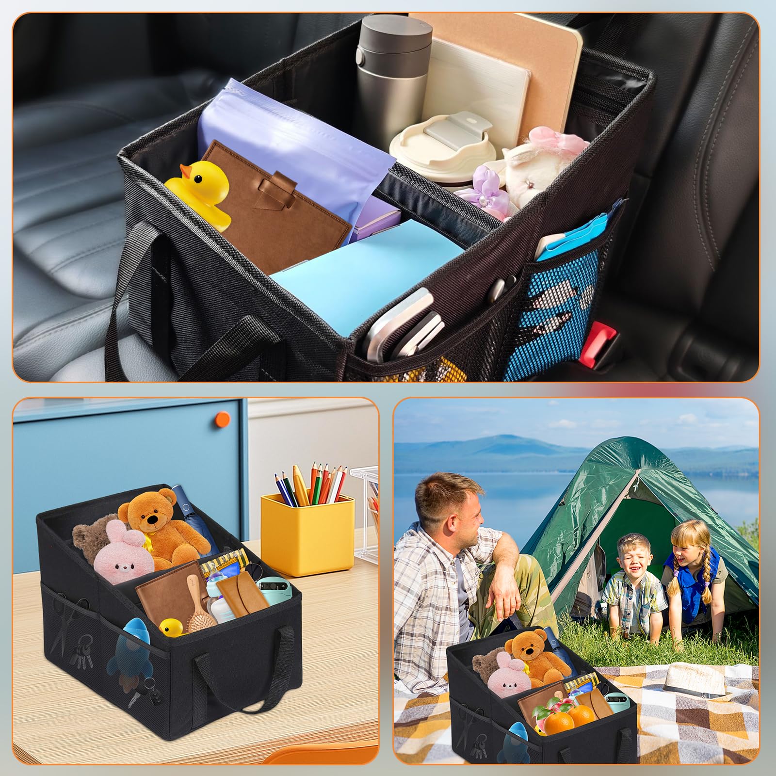 Organizer samochodowy 31x25x25cm Organizer na siedzenie samochodowe, składany schowek na siedzenie pasażera, torba do przechowywania na siedzenie, organizer na tylne siedzenie