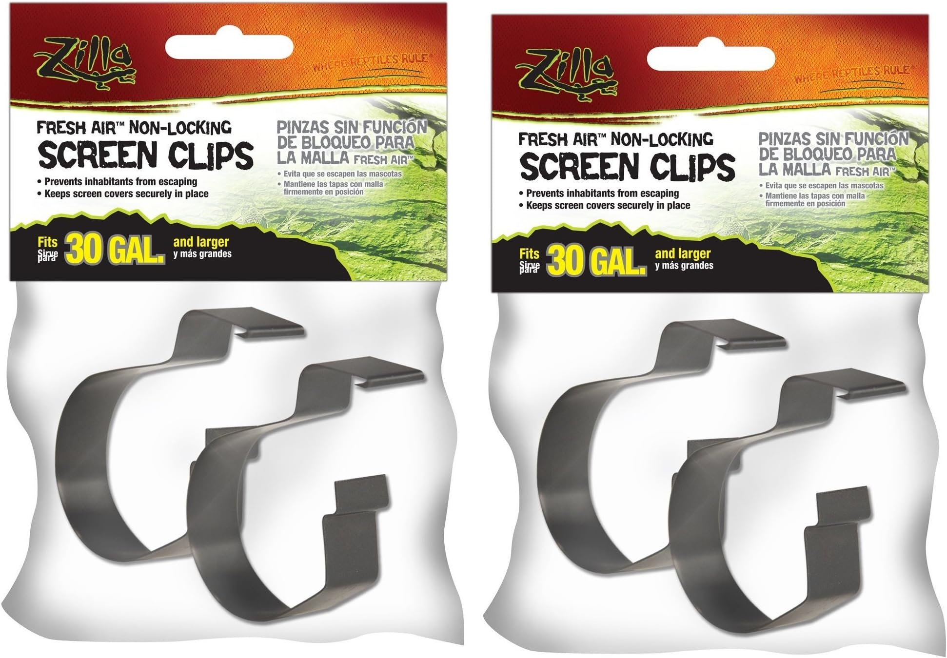 Zilla (4 Pack) Reptile Terrarium Covers NonLocking Screen Clips, 30G+ Pet Supplies