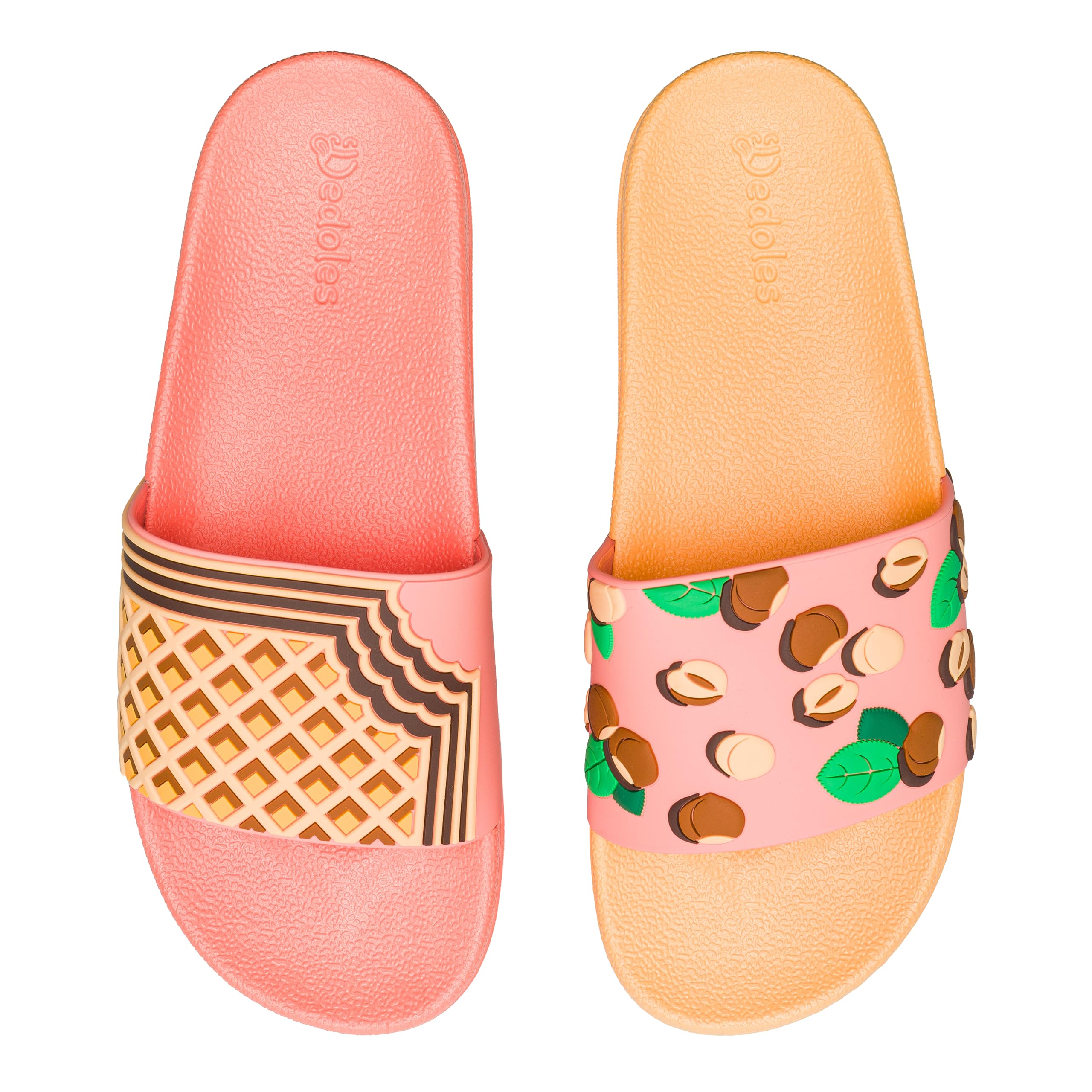 Dedoles Badeschuhe & Hausschuhe Damen Herren & Kinder Badesandalen lustige Designs Bücher Kaffee Party Pizza Fuchs Bär Lama Wolken Geschenk, Farbe: Nusskeks, Gr.: 36 EU