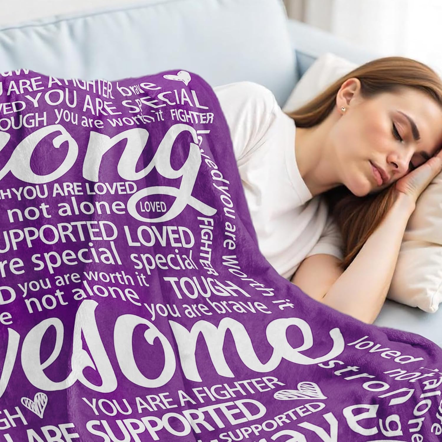 Get Well Gifts for Women, Inspirational Hug Blanket for Her Him, Cancer Care/Breast Cancer/Feel Better/Thinking of You Gifts for Women Friend Sister Mom Grandma - Image 2