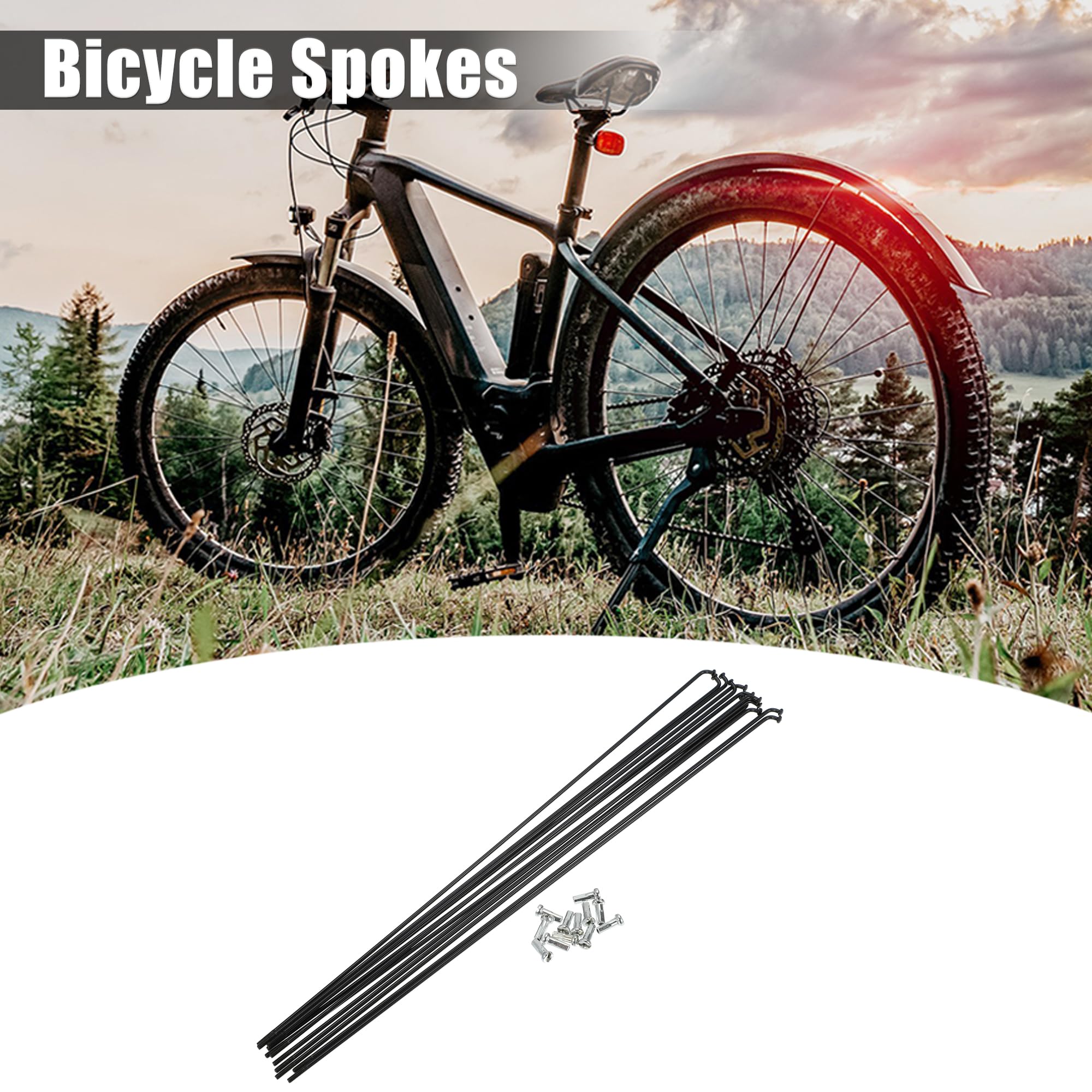 QUARKZMAN 12 sztuk 14G J krzywa 286 mm szprychy ze sutkami do roweru, czarne