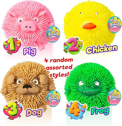 Miniatura 2 de Puffy Pets - Bola de burbujas para el estrés con aroma a goma de mascar (4 mascotas surtidas) de 2.5 pulgadas, juguete esponjoso de mochi novedoso