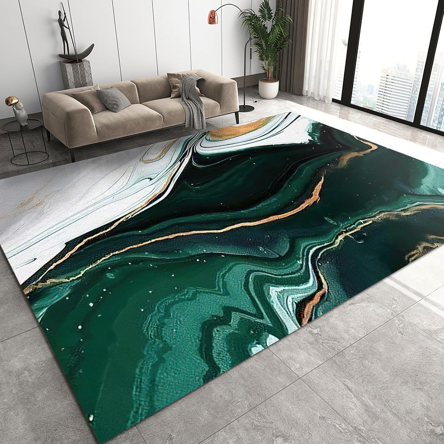 Living Room Carpet 3D Printing Marble Texture 100 X 150 Cm - Indoor Door Mat - Soft To Touch - Washable - Anti-Stain, Non-Shedding: Nmentally Friendly, Non-Slip - Polyester - Easy-3304602629797 — image 1