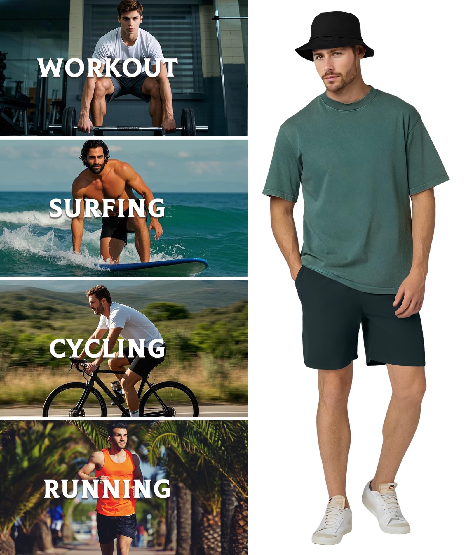 Boyzn Männer 2er Pack 5"/7" Schnell trocknende Wandershorts Komfortabler elastischer Bund mit Reißverschlusstaschen für Sommer Outdoor-Reisen & Bequeme Freizeit