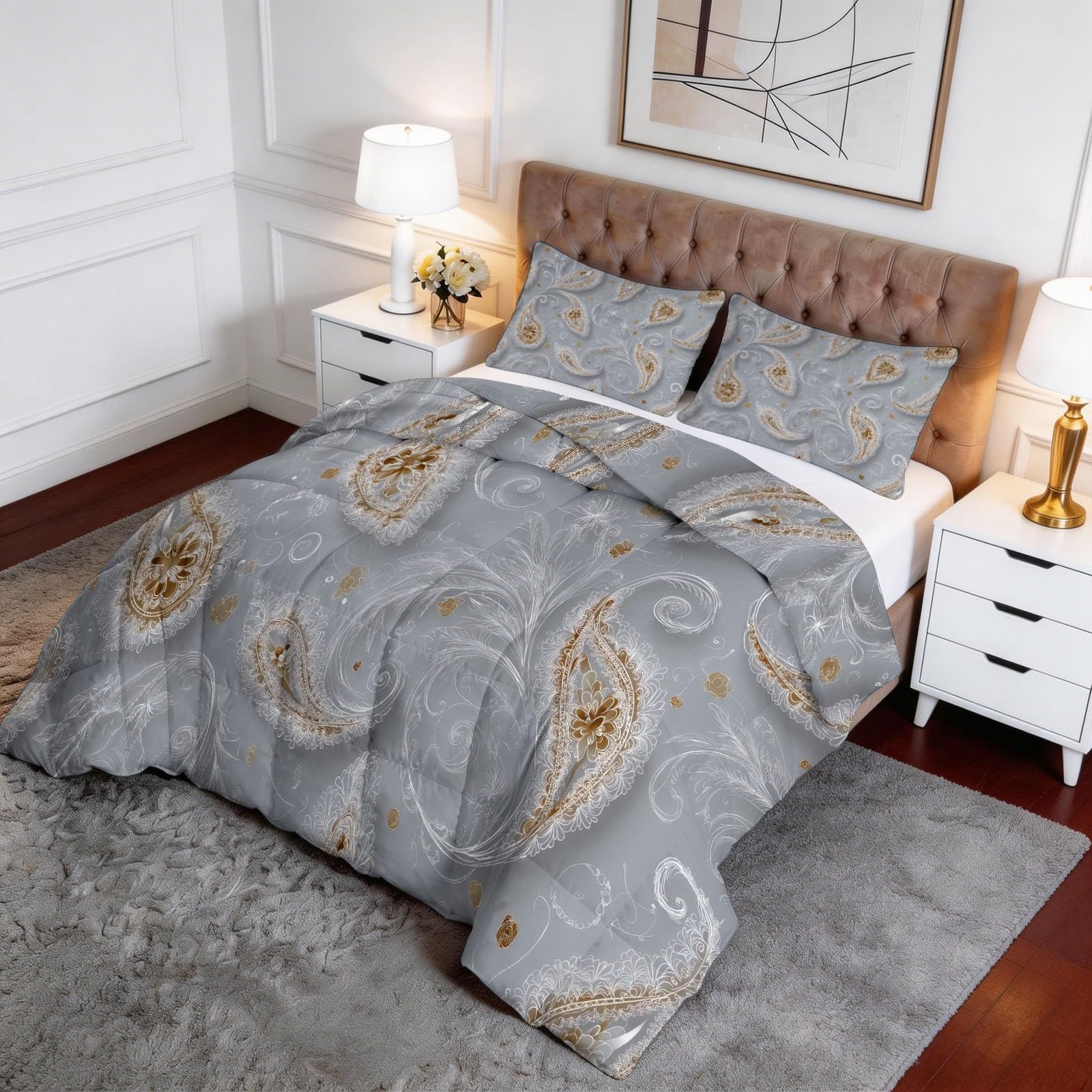 Trapunta Copriletto 150x200 cm Motivo paisley astratto Trapuntino 4 Stagioni Stampa 3D, Trapunta Inverno Estivo, Trapuntato Coperta Letto per Adulti Bambini