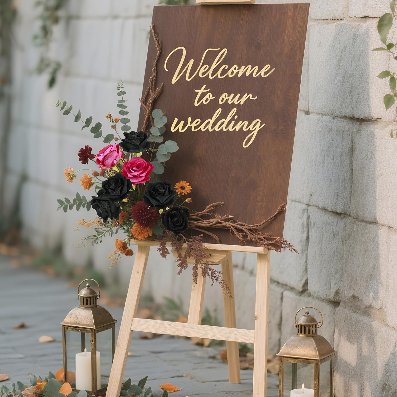 DuHouse 50Pcs Fake Roses Artificial Flowers,Fake Velvet Rose Bulk, Artificial Roses Bouquet with Long Stems for Wedding Party Arrangement Centerpiece Decorations(Hot Pink) - Image 5