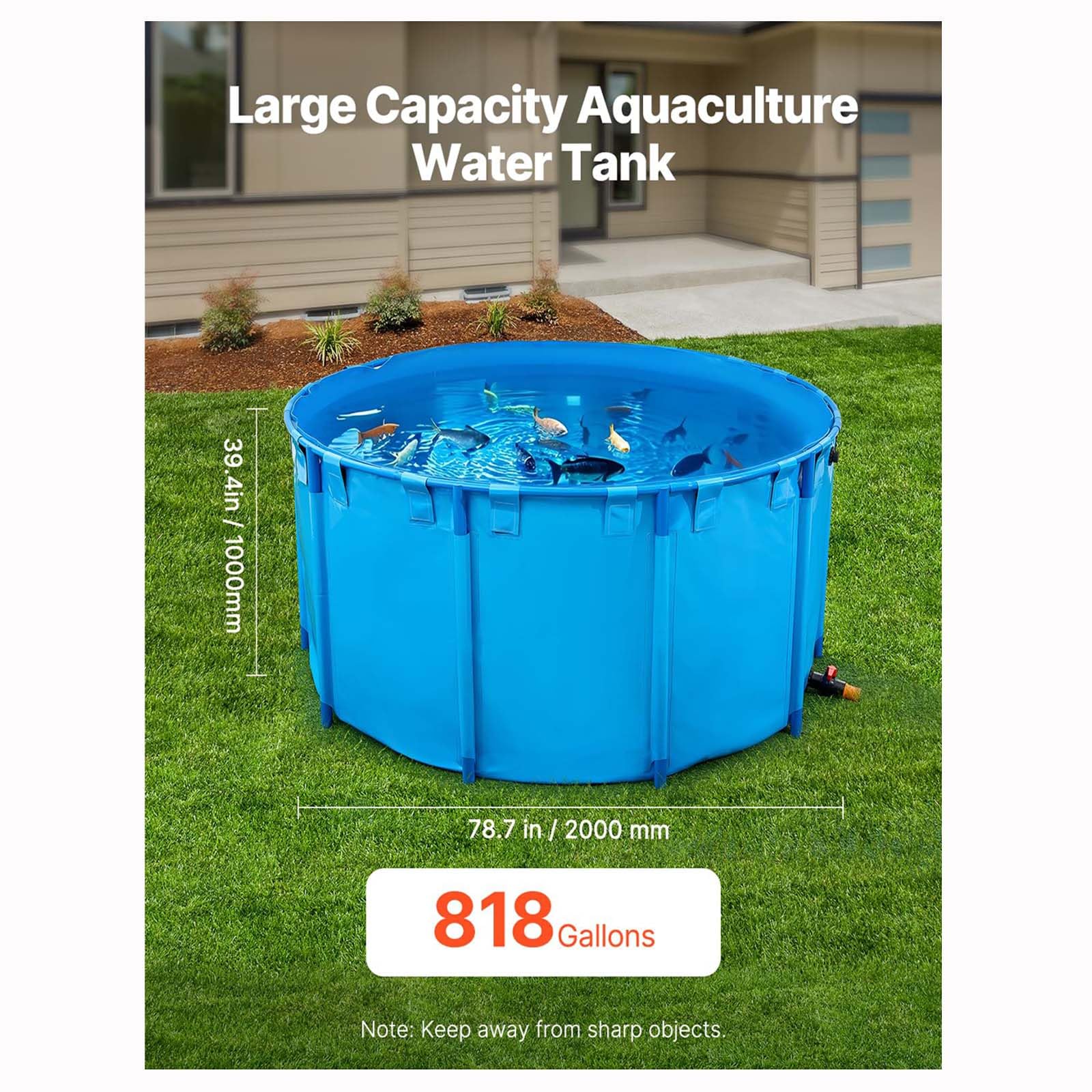 Piscina Fuori Terra/Telaio Acciaio, Laghetto Pieghevole per Pesci, in Tela Ispessita, con Staffa, per Giardino Acquatico all'aperto, Cultura Koi, Grande Acquario in plastica,001,2 * 0.4m