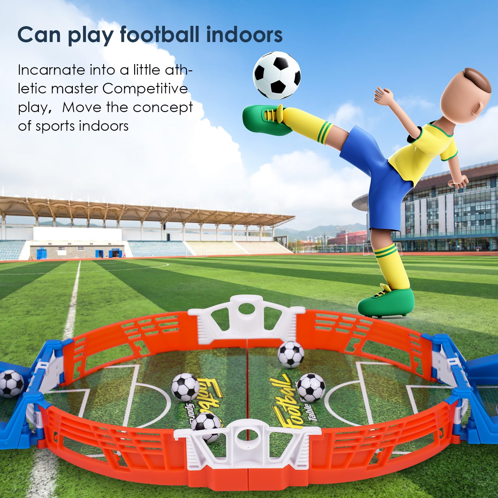 Biliardini con 6 palline, mini gioco di calcio balilla, gioco di calcio balilla interattivo Vusddy, giocattolo da tavolo da calcio per due, tavoli da calcio balilla, partita di calcio balilla