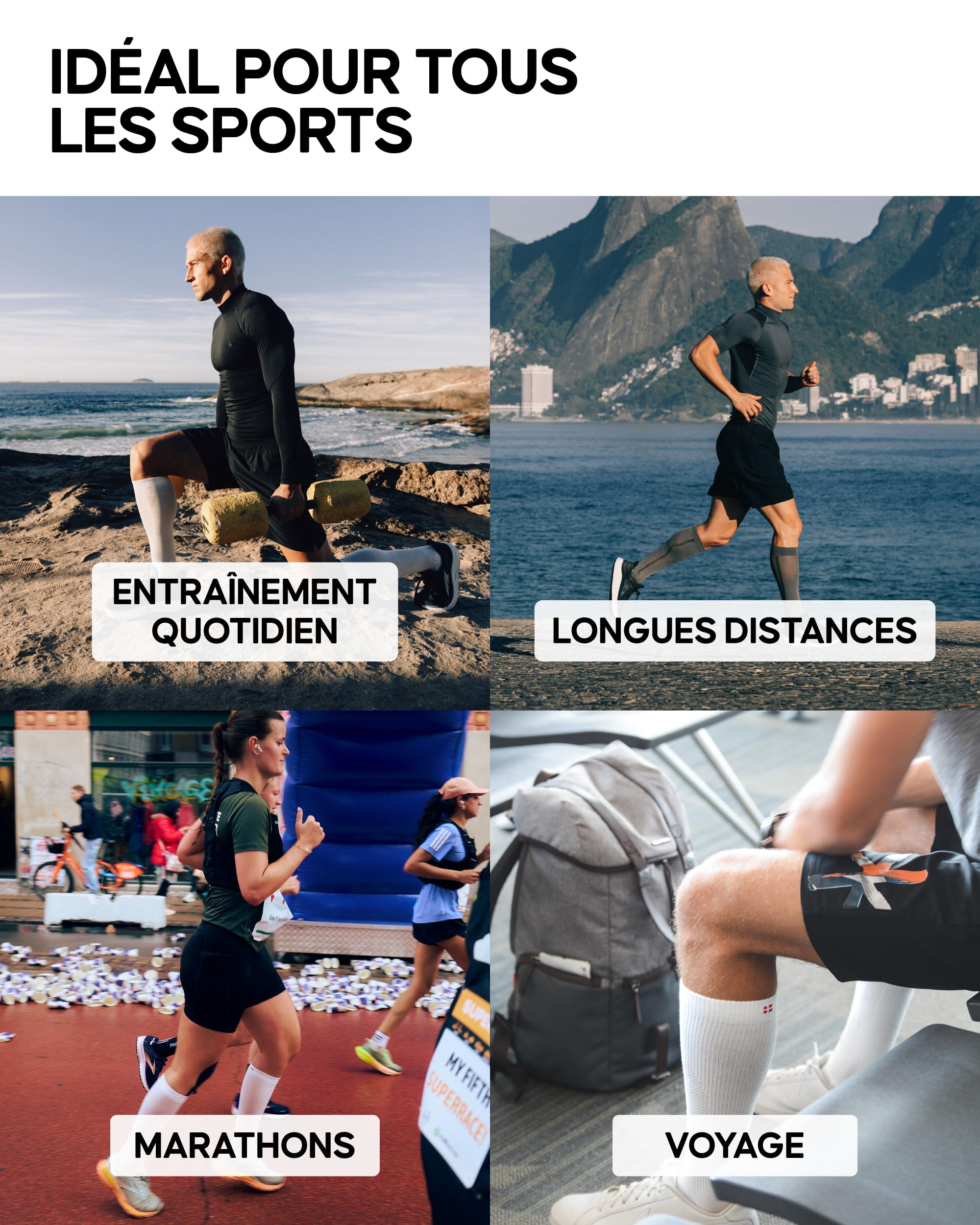 DANISH ENDURANCE Manchons de Compression pour Mollets, 21-26 mmHG, Hommes et Femmes, Unisexe, Lot de 1 ou 3, Noir, XL