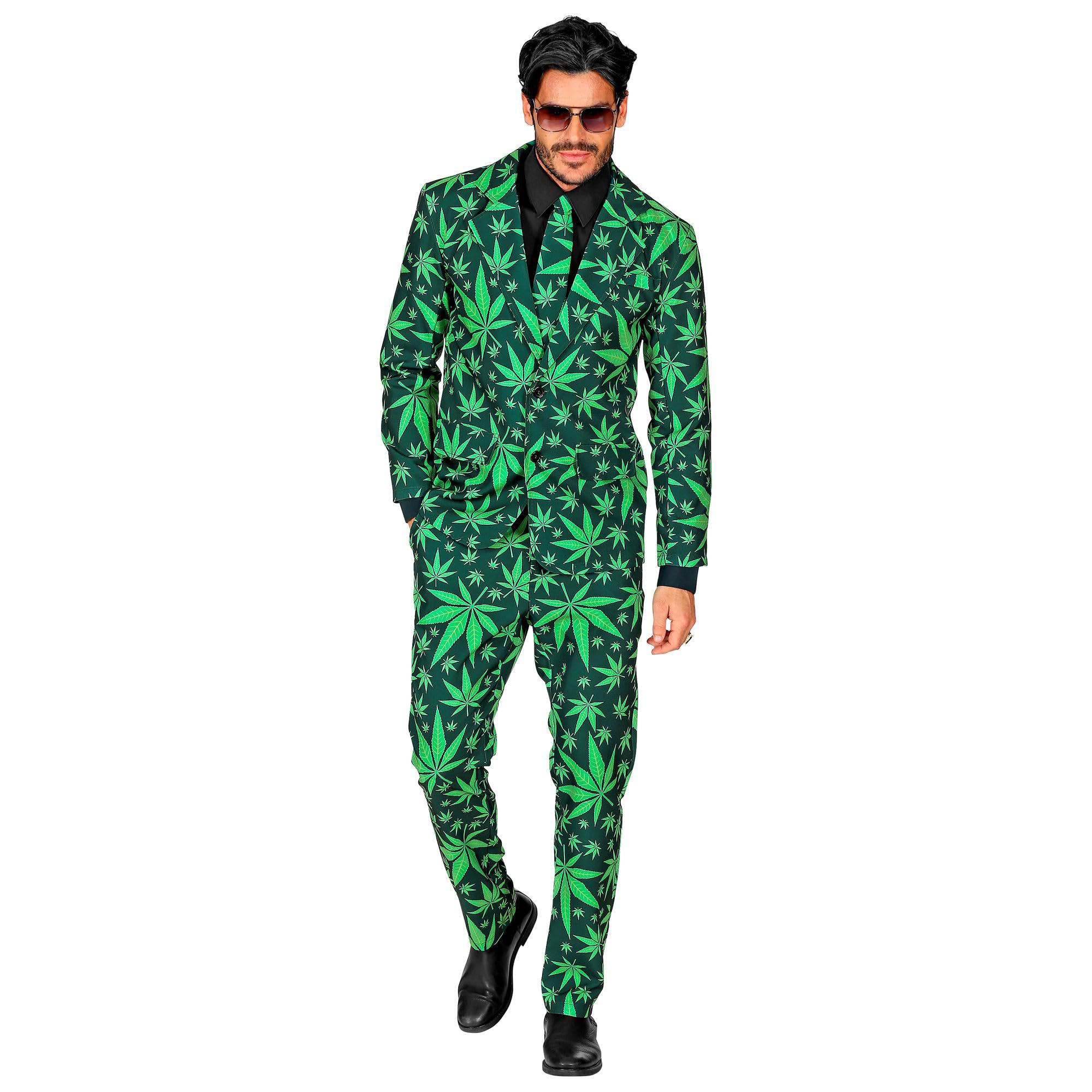 W WIDMANN MILANO Party Fashion - kostium w stylu ganja, garnitur liście konopi, marihuana, strój festiwalowy, kostiumy fantazyjne