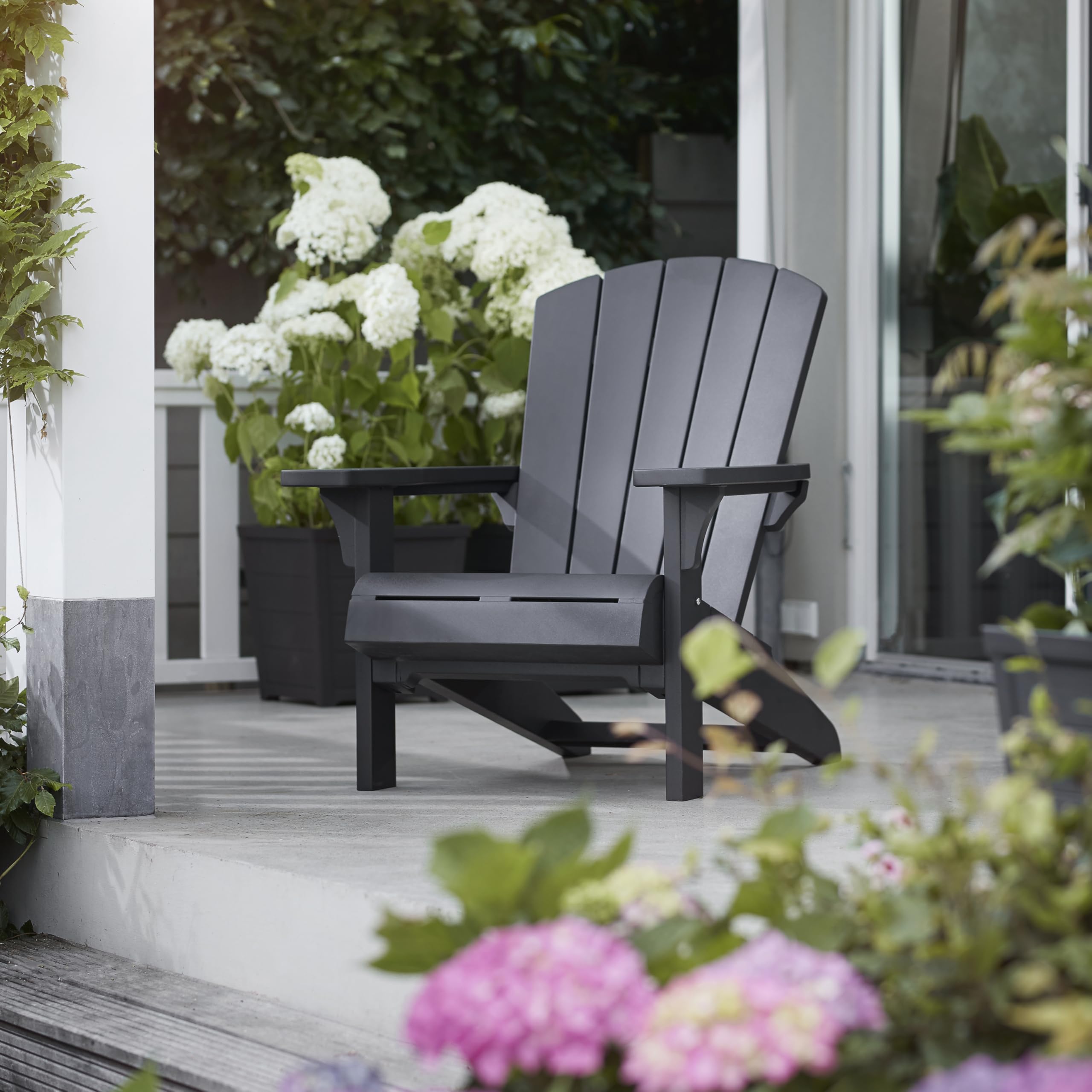 Keter Allibert by Troy Adirondack Chair 17208310a Sedia da Giardino per Esterni, in plastica, Resistente alle intemperie, terrazza e Balcone, Antracite, 93 x 81 x 96,5 cm