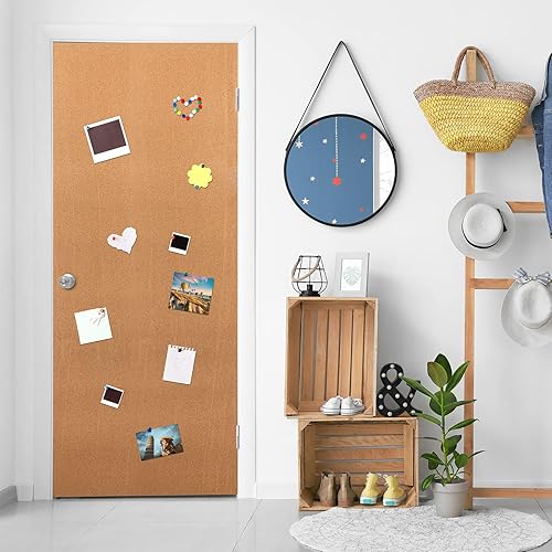 Miniatura 5 de Chunful 2 tableros de corcho grandes de 0.315 in de grosor de 79 x 16 pulgadas, autoadhesivos, con 100 pasadores de presión, sin marco, para pared,