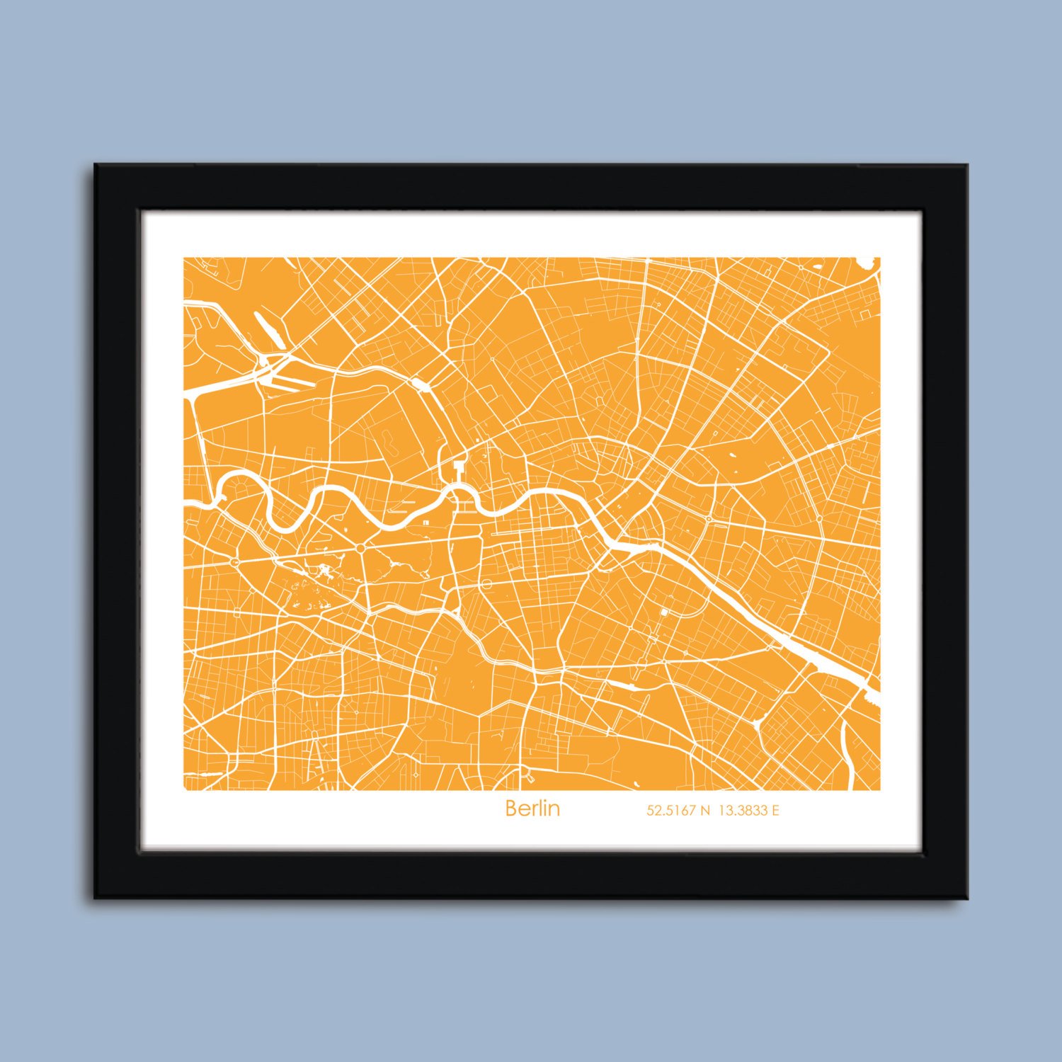 Berlin map, Berlin city map art, Berlin wall art poster, Berlin decorative map