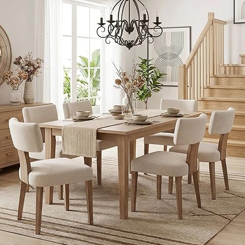 Miniatura 40 de Wahson Juego de 2 sillas de comedor estilo granja, sillas de cocina modernas de mediados de siglo tapizadas en carbón con patas de madera negra,