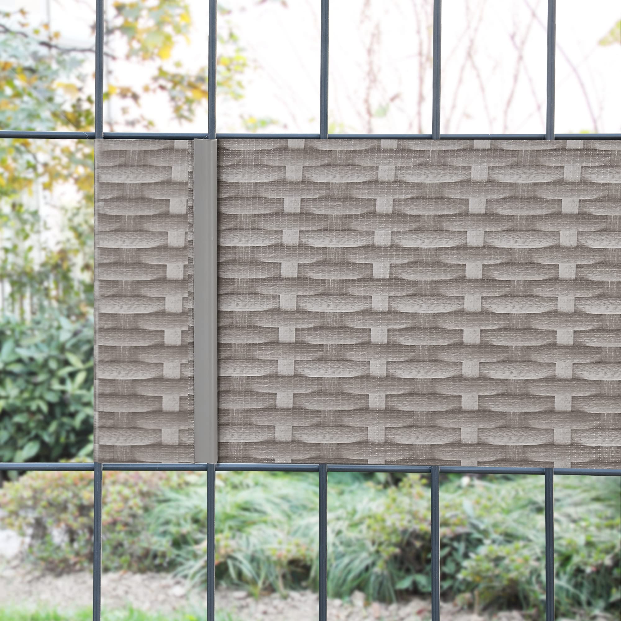 [en.casa] Folia ogrodzeniowa Jesteburg 4 x rolka 35 m x 19 cm, folia maskująca z 80 klipsami mocującymi, odporna na warunki atmosferyczne, odporna na działanie promieni UV, ochrona przed wiatrem, szara, imitacja rattanu