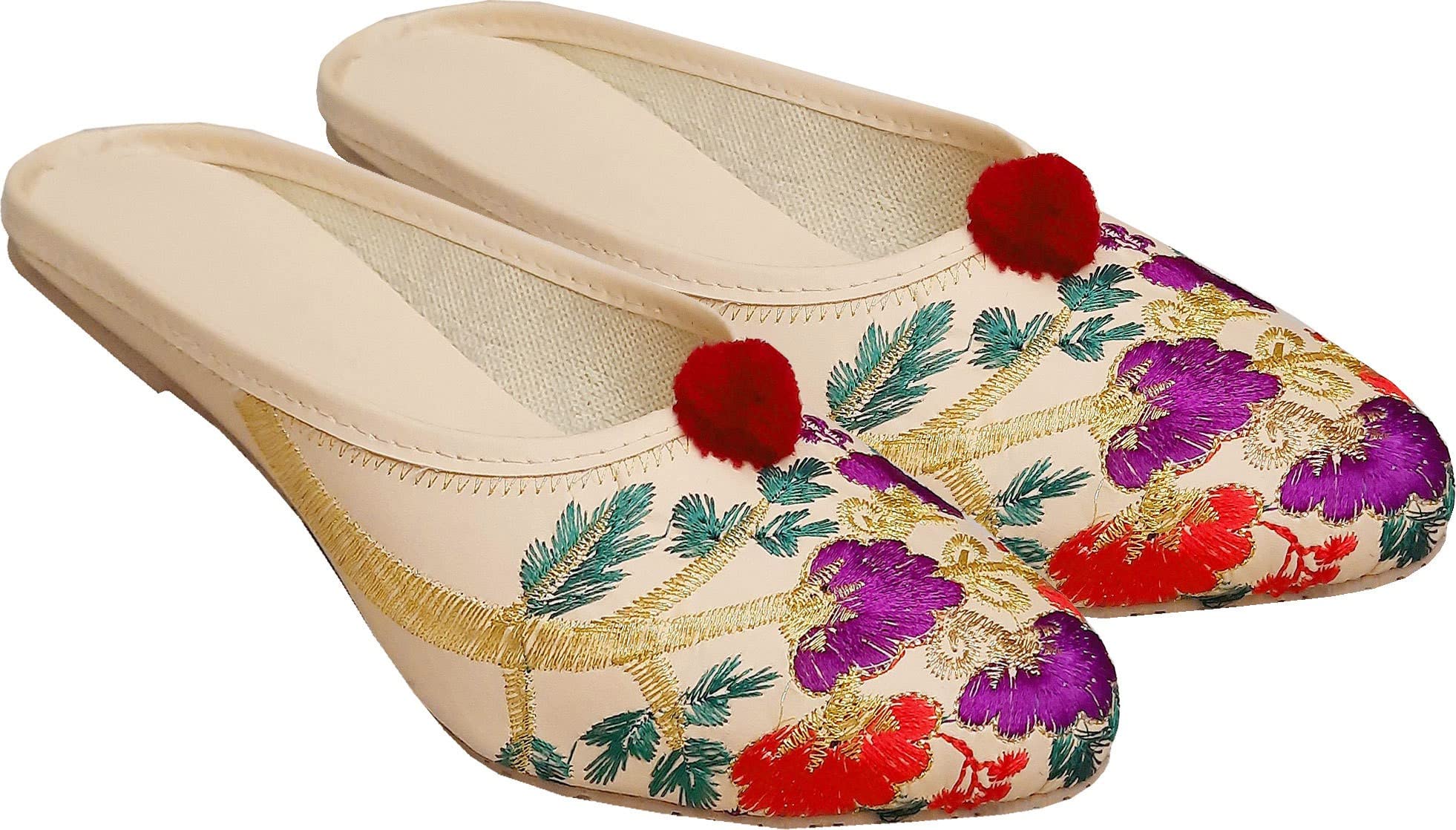 sdshopping Ethnic Mule Flats for Women Cream (B0BCQQ3QCB) Amazon Price History, Amazon Price Tracker