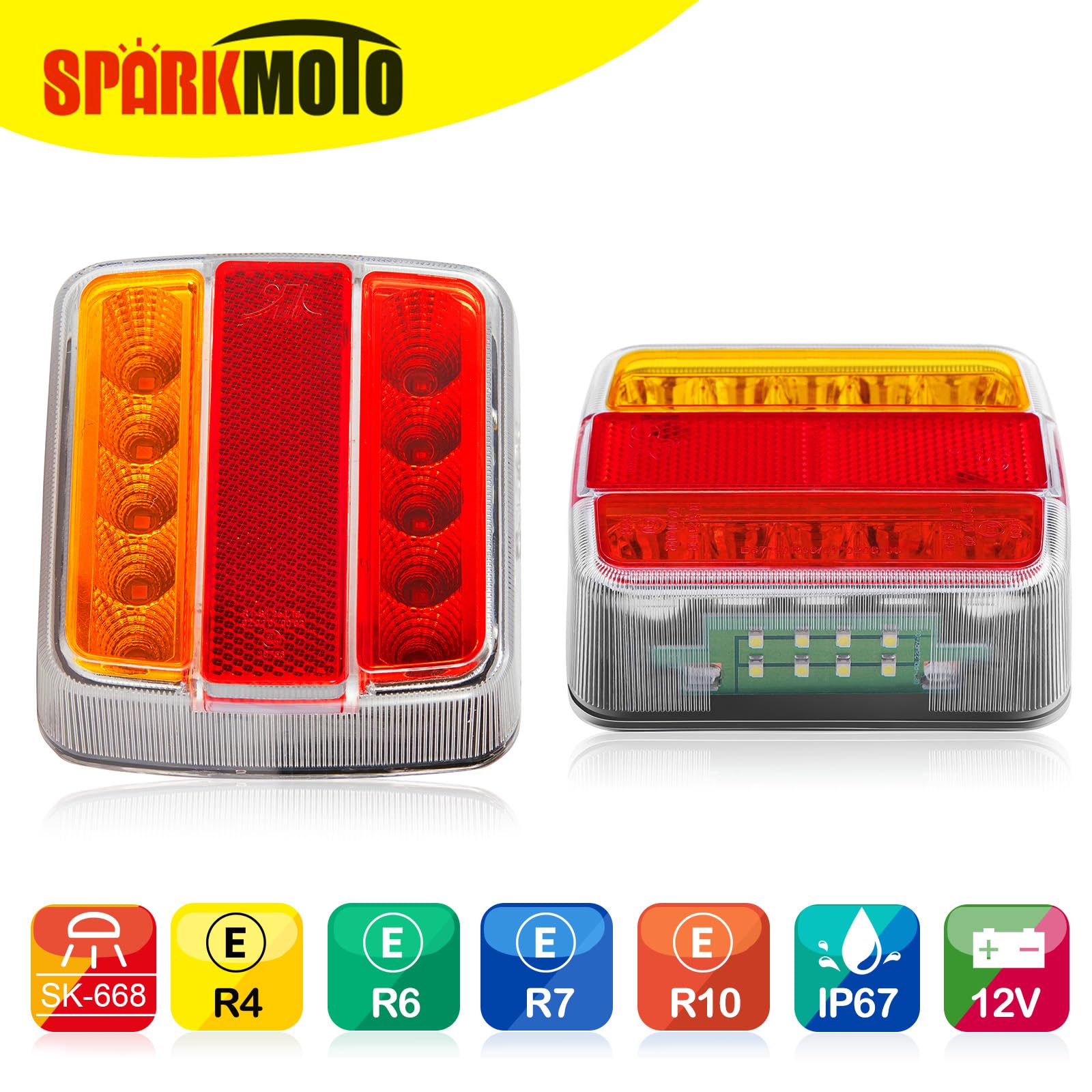Luces traseras led remolque 12V IP67 homologados ECE EMC tractor agrícola