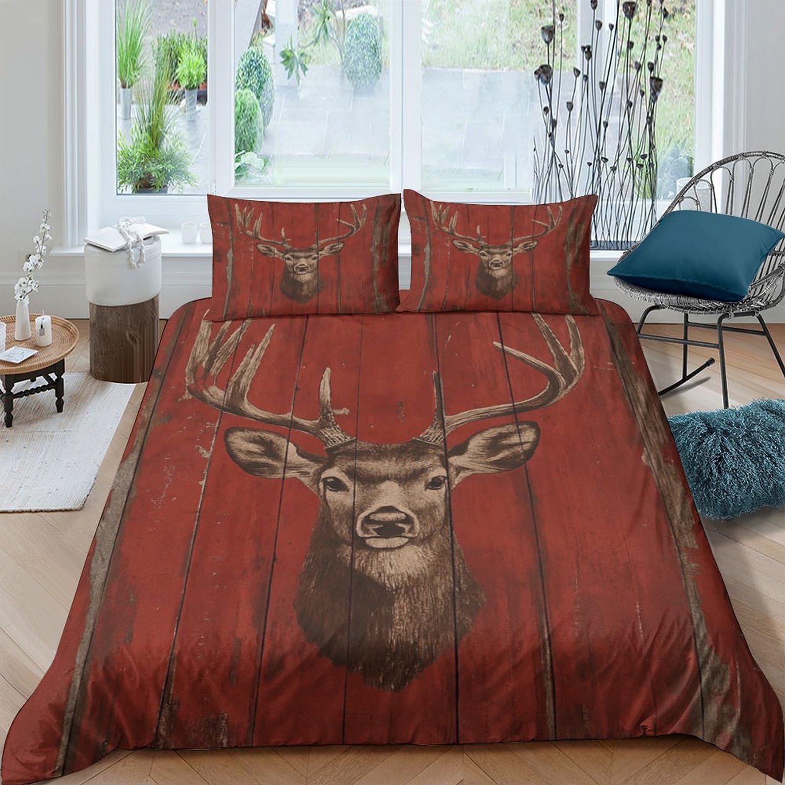 3D Printed Deer Quilt Cover, Microfiber Duvet Cover Hidden Zipper for Home