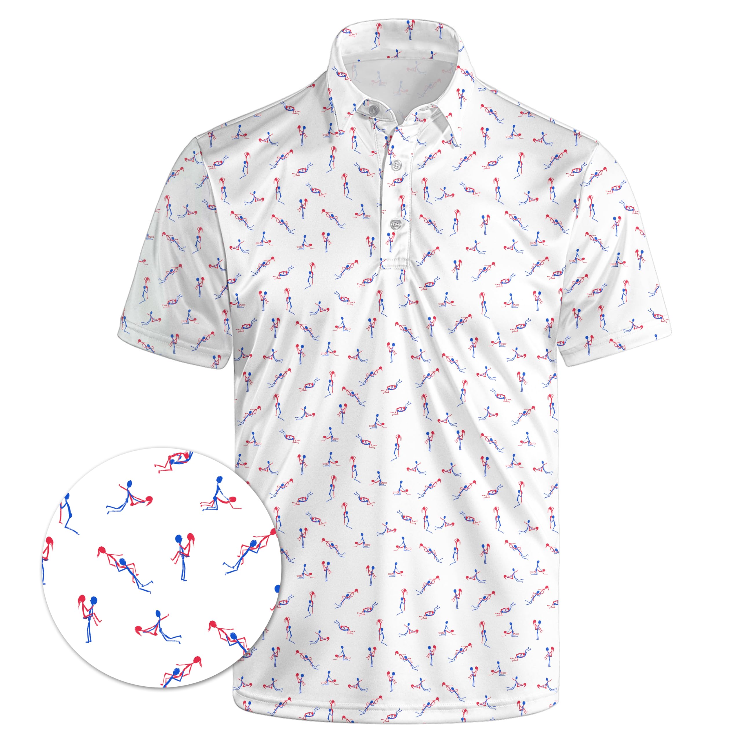 Mens Funny Golf Polo Shirts Short Sleeve Quick Dry Polo Shirts