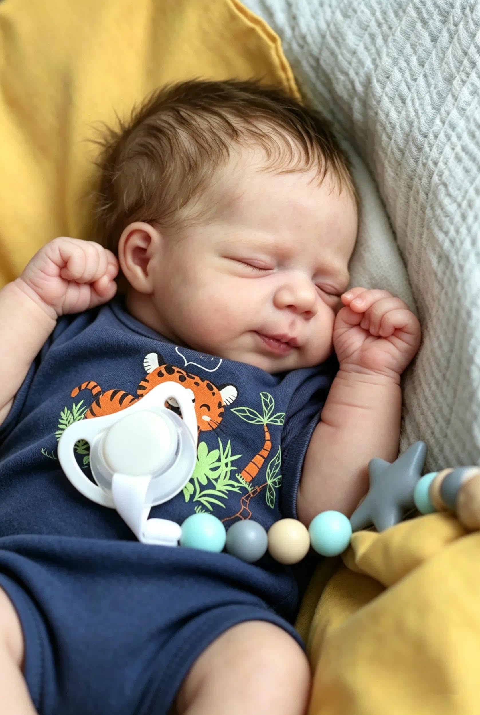 Zero pam Reborn Baby Puppe Junge, 50CM Reborn Baby Vollvinyl Lebensecht Jungen, Realistische Babypuppen Mit Haar, Lebensecht Neugeborenes Babypuppen Wie Echt Babies Für Kinder 3+