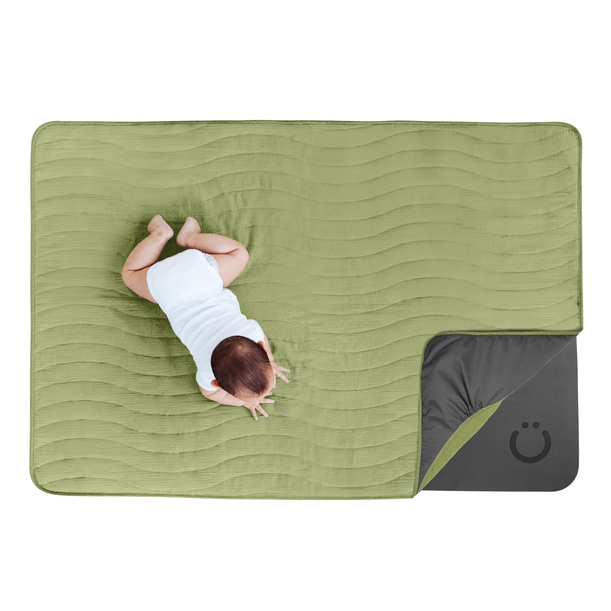 Ubbi Baby Floor Mat, Thick Padded Tummy Time Play Mat for Babies & Toddlers, 40.5 x 56.5 Infant Activity Mat with Detachable Cotton Muslin Cover,