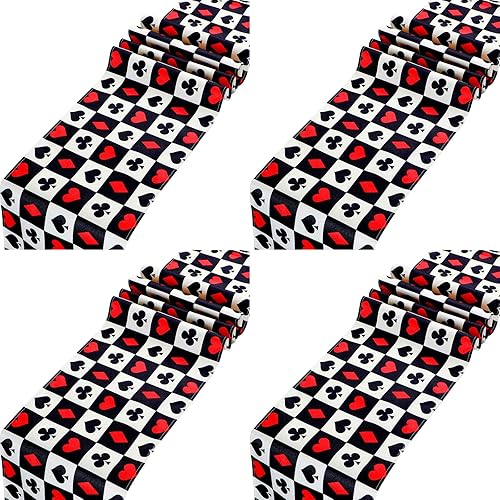 Kingdder 4 piezas de decoración de fiesta temática de casino de lino, caminos de mesa de póquer de 13 x 72 pulgadas, mantel de Las Vegas Casino