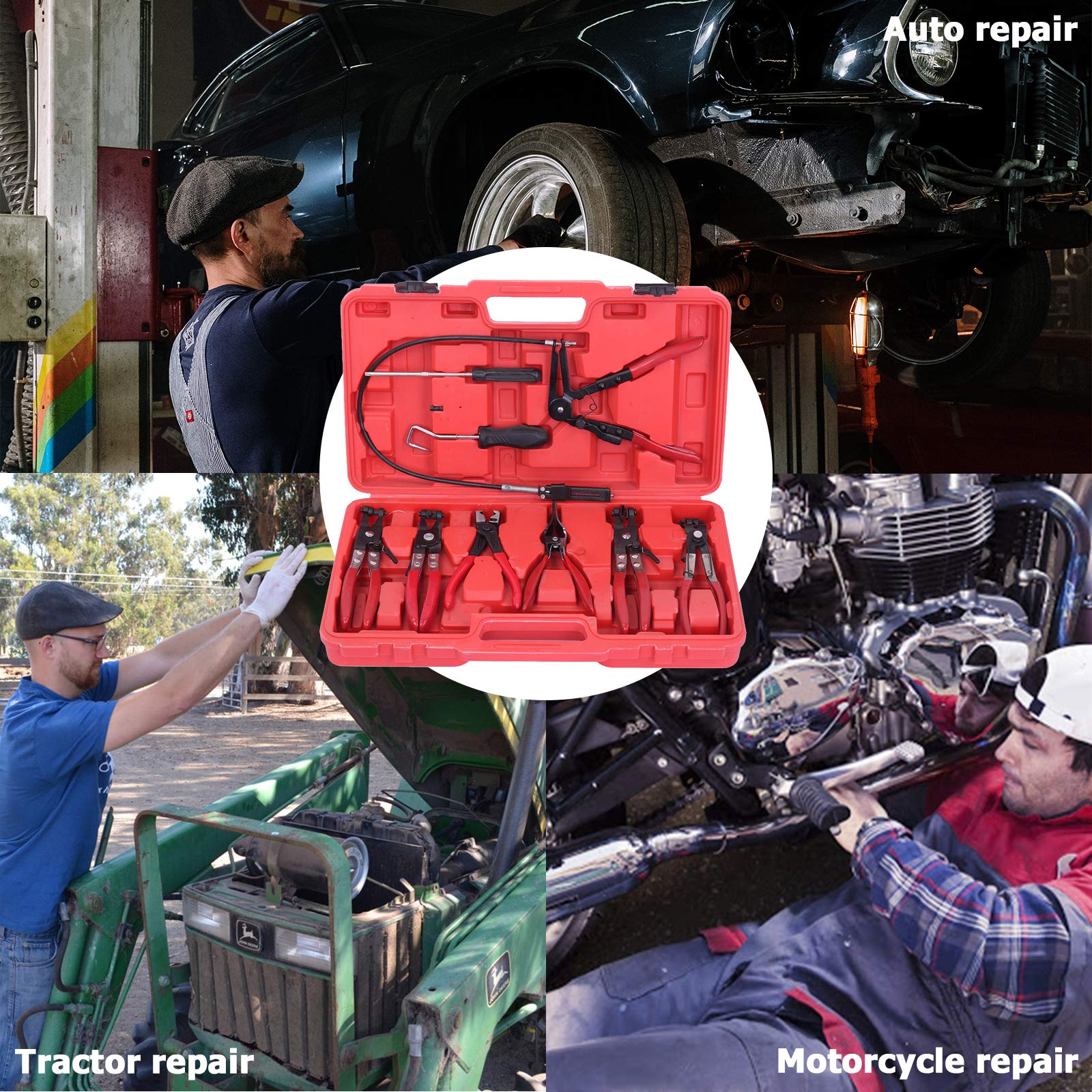 Juego de 9 alicates de abrazadera de manguera, alicates universales para manguera de combustible automotriz, manguera de agua, pieza de herramientas automáticas para reemplazo de manguera de