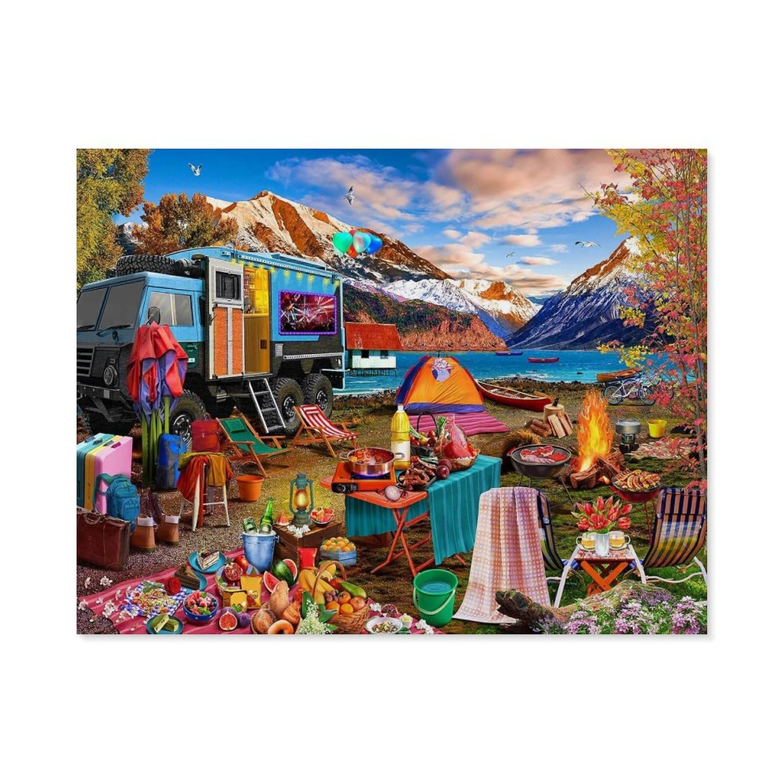 GSBRSNTS DIY Oil Painting Paint by Number Kit,Wild Camping,DIY Painting by Number Kits Oil Paint Drawing Canvas Home Decor Gift(30x40cm-E25