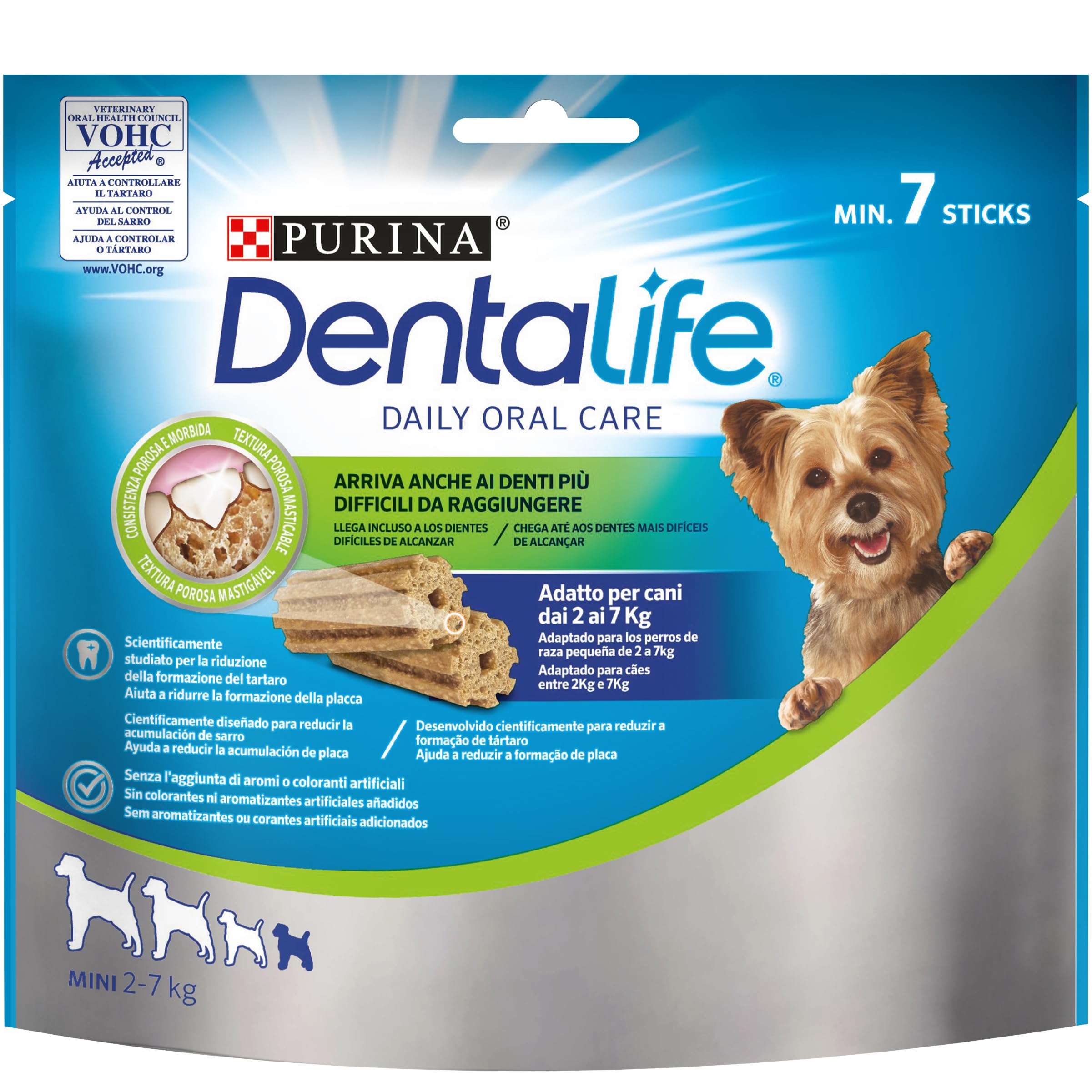 Dentalife Purina Daily Oral Care Extra Small, Snack Dental, premio para perros muy pequeños, Toy , 7 sticks