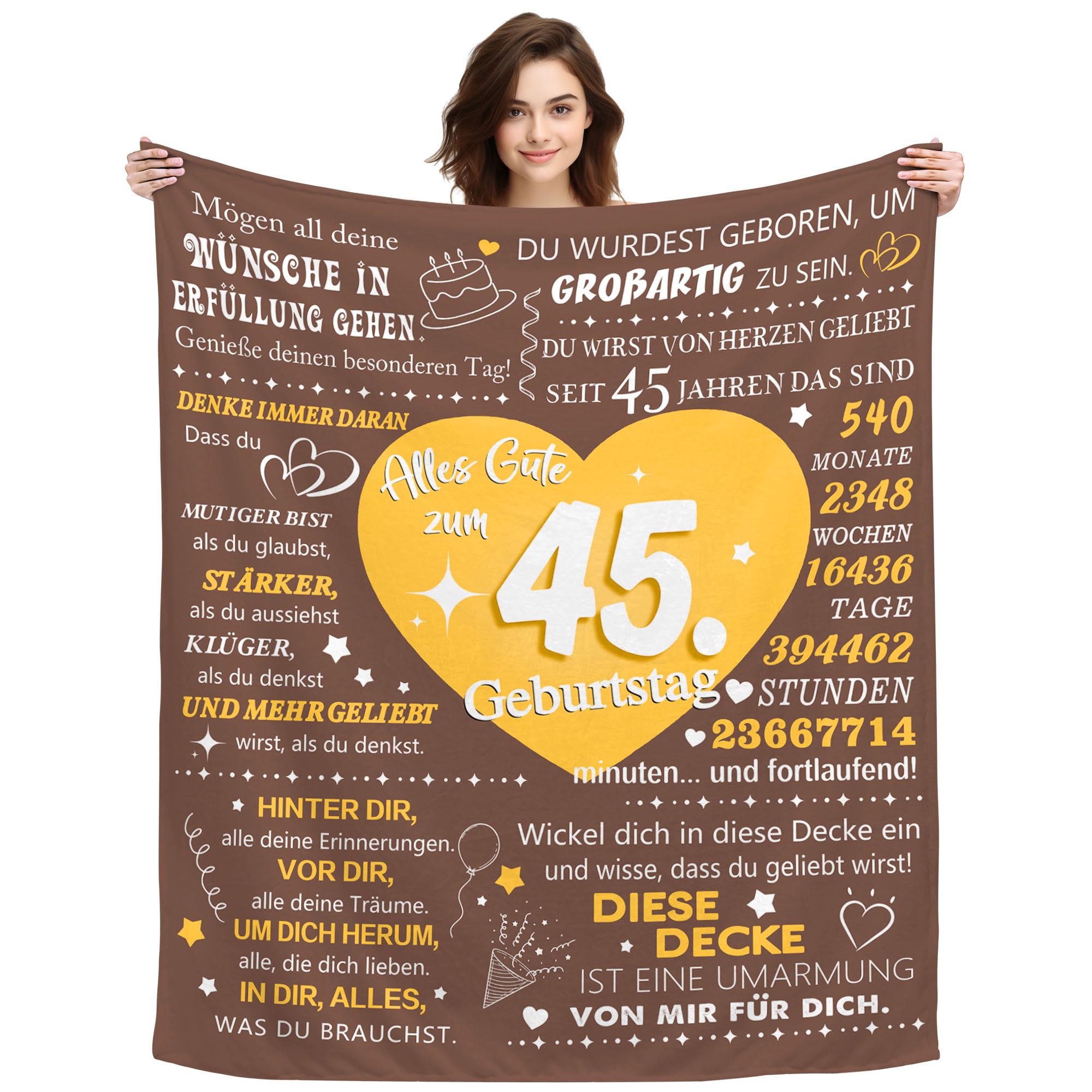 Original Geschenk 45 Jahre alt Frauen Männer Geburtstag Decke Geschenkidee zum 45. Geburtstagsdecke Tragbare Decken für Ehefrau Ehemann Mama Papa Tante Motivationssprüche Andenken (45. Geburtstag)