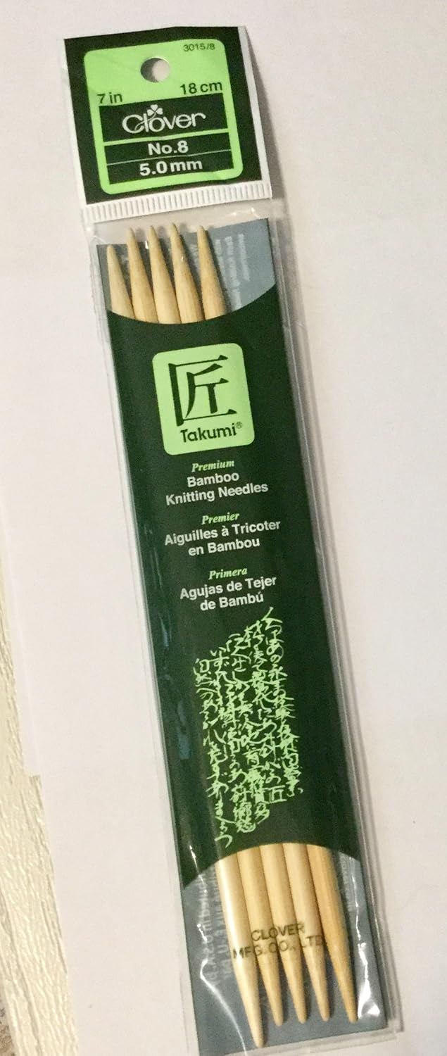 Clover Double Pointed Bamboo Knitting Needles 7" (18cm) x 5.0mm