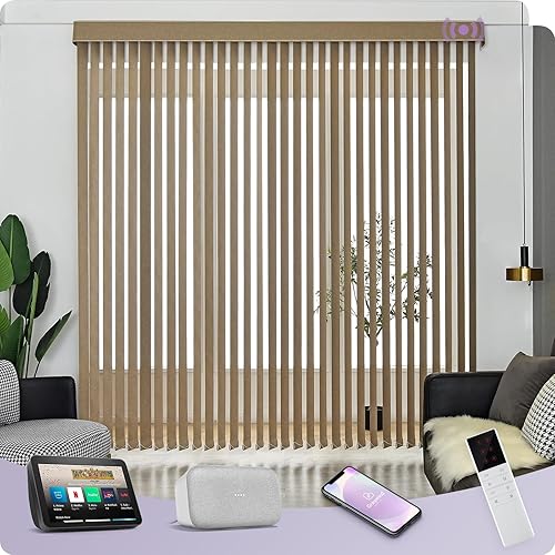 Graywind Persianas verticales motorizadas compatibles con Alexa Google Privacy Reversible Blackout Smart Vertical Control Remoto Juego de listones