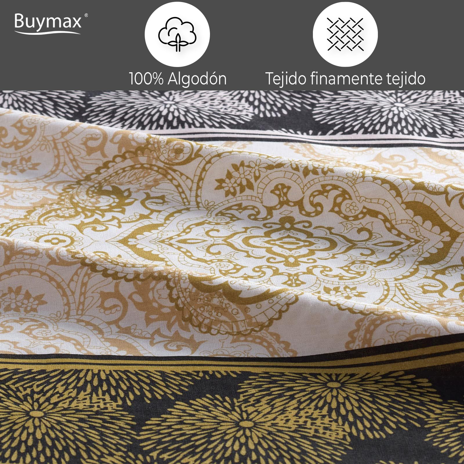 Buymax Ropa de cama edredón de cama – Juego 2 – 3 piezas de cama (con cremallera de algodón 100% Oeko-Tex ®, 100 % algodón, 9, 200 x 220 cm