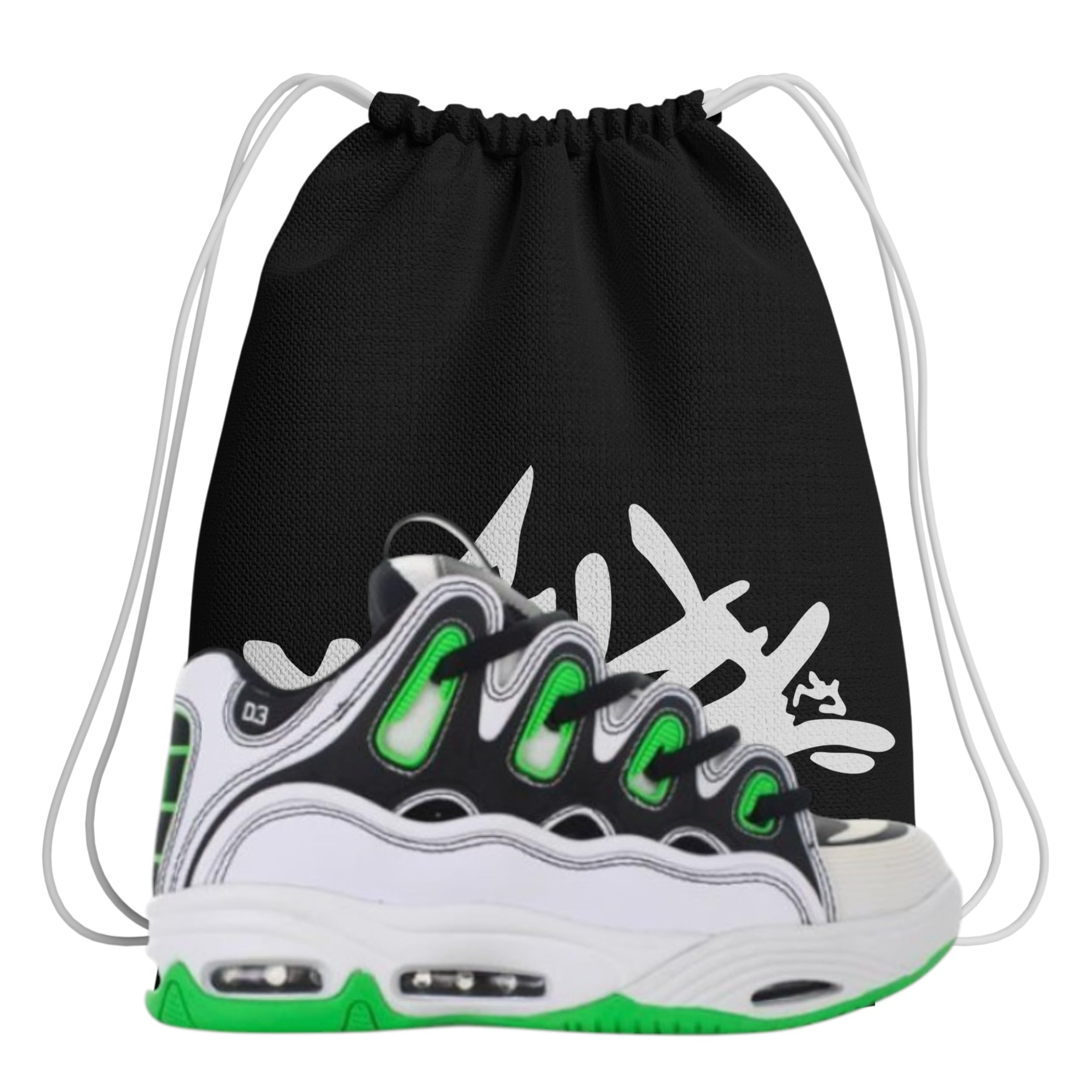 Scarpe da Skateboard – Osiris D3 2001 Bianco/Nero/Verde – Chunky Ammortizzate e Resistenti – Suola Grip – Stile Tecnico Streetwear - più Sacca