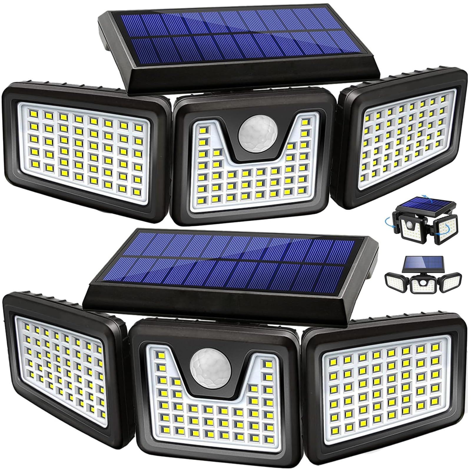 Luces Solares Para Exterior Luces Solares De Seguridad, Focos Solares Impermeables Para Exteriores Con Sensor De Movimiento, 2600 MAh, Alta Capacidad, 90 LED, Luces De Pared Solares Para Porche, Patio, Garaje Y