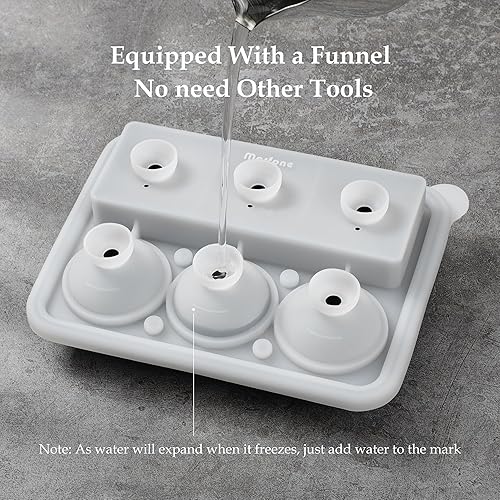 Miniatura 3 de Morfone - Bandejas para cubitos de hielo, 3 unidades, moldes redondos de silicona para bolas de hielo y moldes cuadrados grandes con tapas, diseño