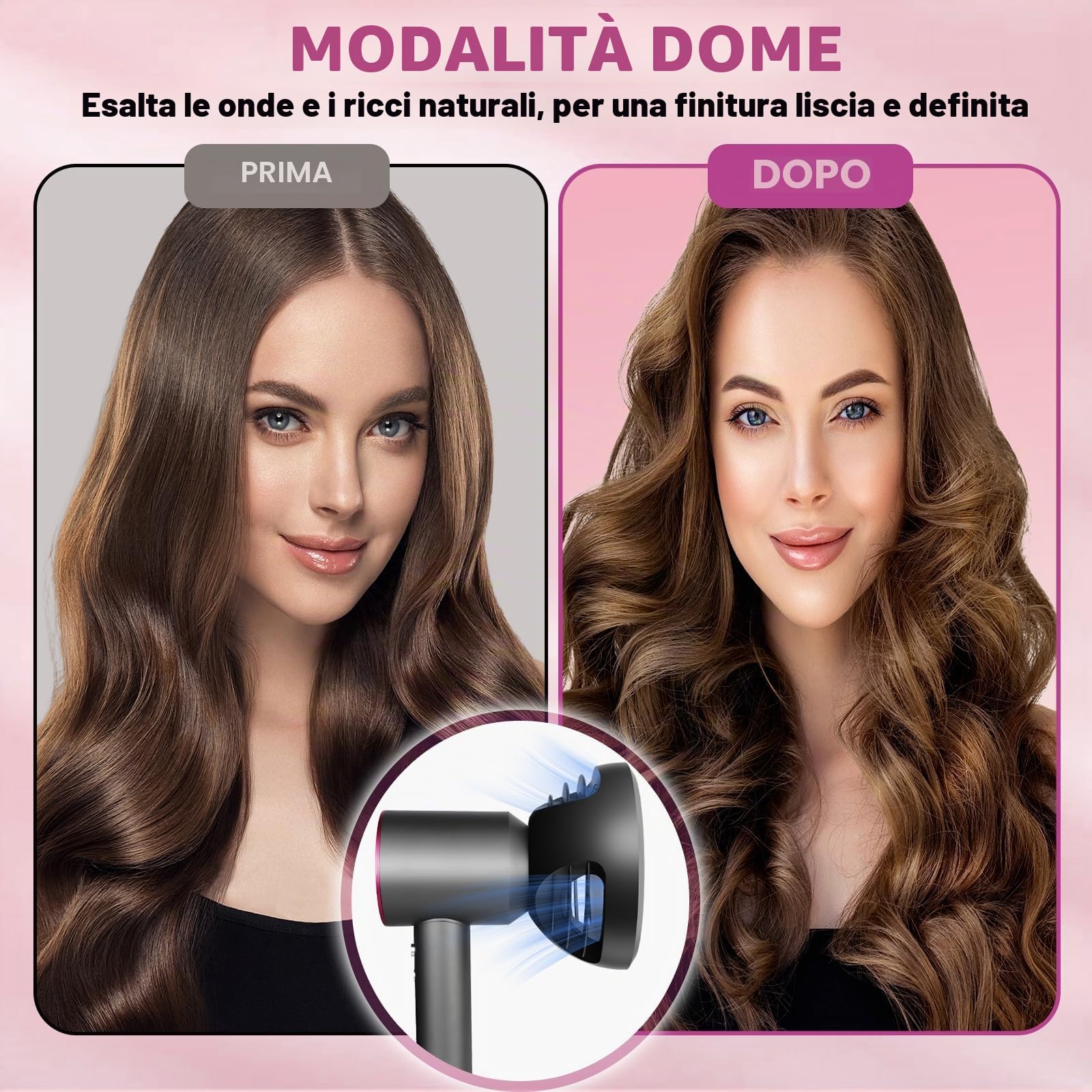 New Wave+Curl Diffusore Ugello per Dyson Supersonic Asciugacapelli HD01 HD02 HD03 HD04 HD08 HD15 HD16 Accessaries, Attachemnt Parts No 973924-01, One Tool Two Mode per capelli mossi ricci o