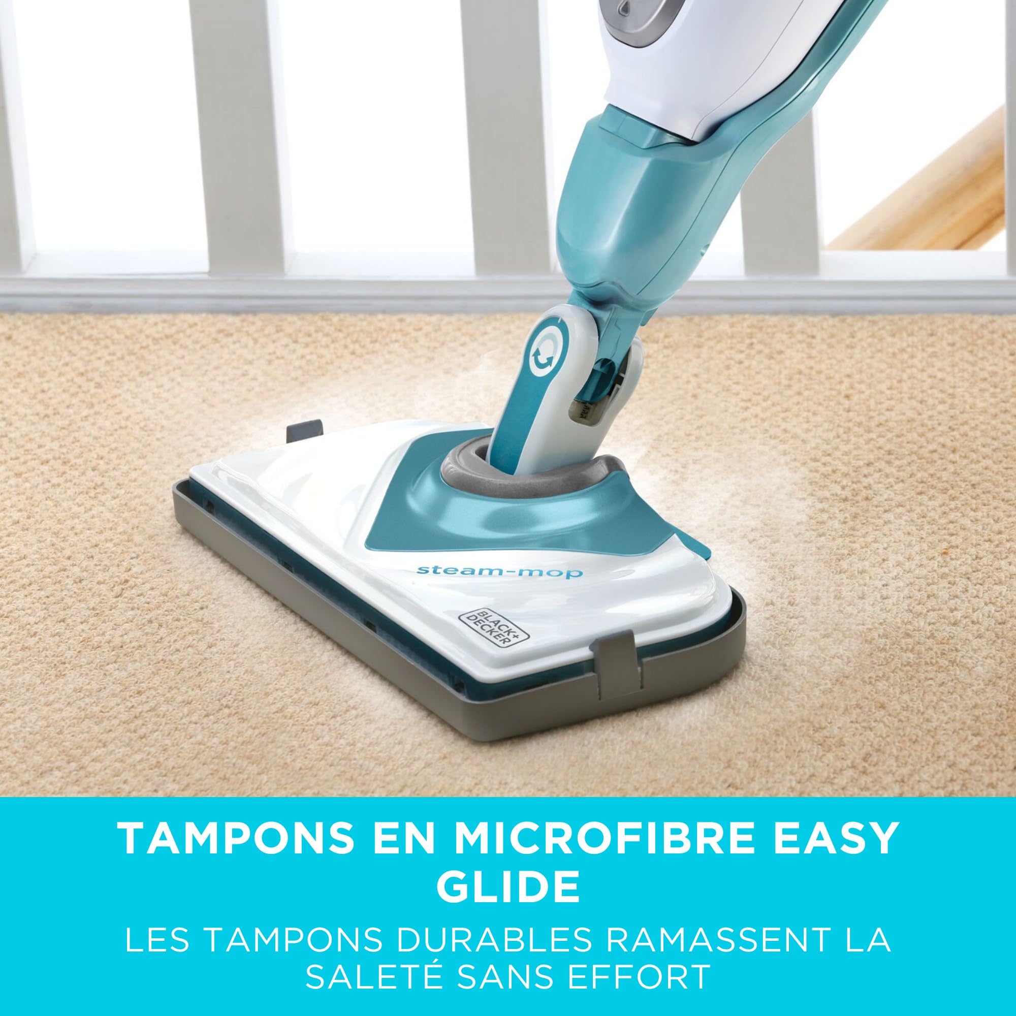 BLACK+DECKER Vadrouille à vapeur multifonction 10-en-1 et nettoyeur à main avec gant STEAMitt et accessoires, BHSM1615DAM-QS