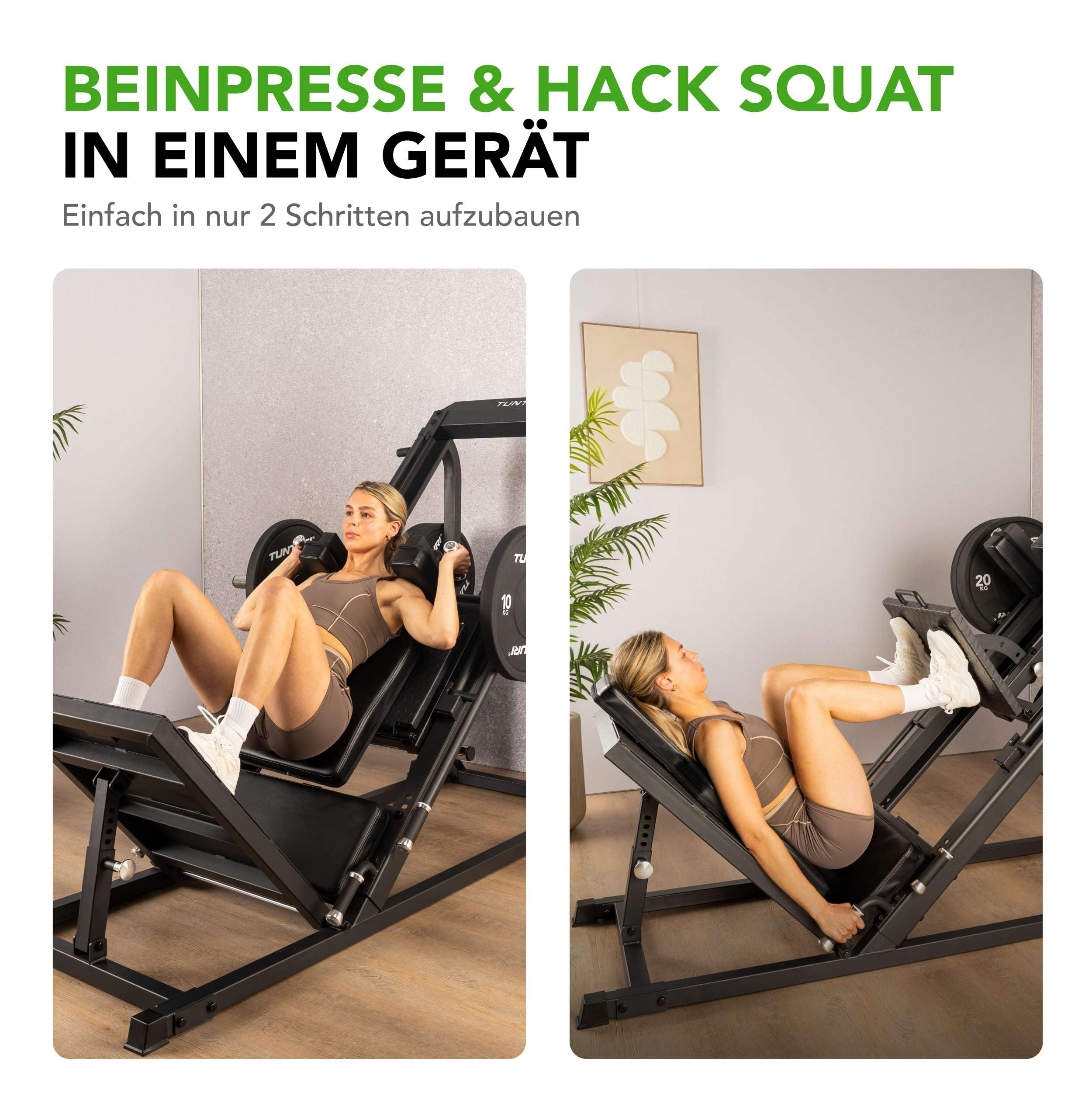 Tunturi LP60 - Hackenschmidt - Leg Press Kraftstation – Plate-Loaded Home Gym– Fitnessgeräte– Oberschenkeltrainer - Beinpresse für zuhause