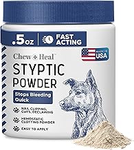 Chew + Heal Labs Styptic Powder for Dogs - .5 oz Quick Stop Bleeding for Dogs Nails & Animal Cuts - Blood Stop Clotting Powder & Wound Care