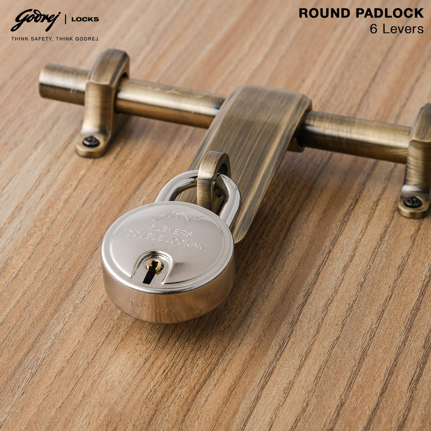 Godrej Locks I Round Padlock 50mm I 3 Keys I Padlock for Main Door I Gate Lock I Lock for Tool Box & Offices I Double Locking| Silver Finish — Amazon image 2